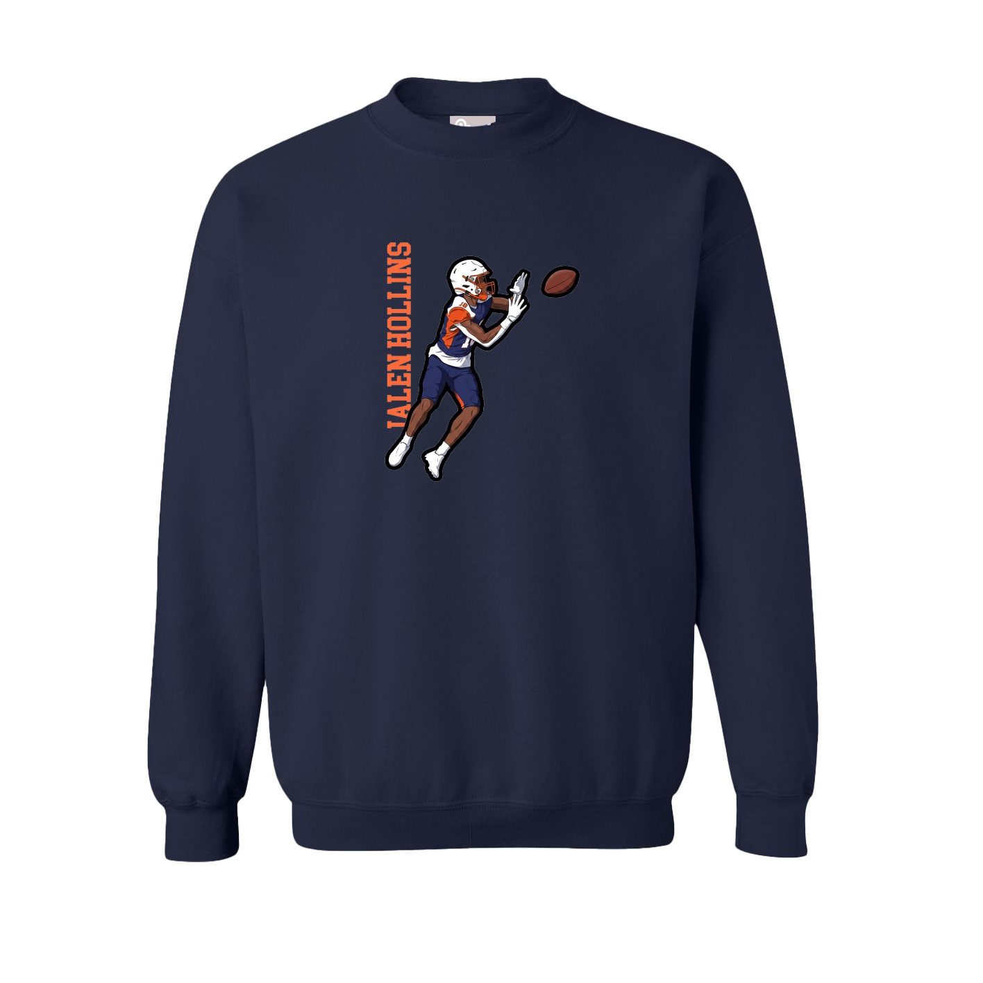 Fleece Crew — Name Vertical in Navy