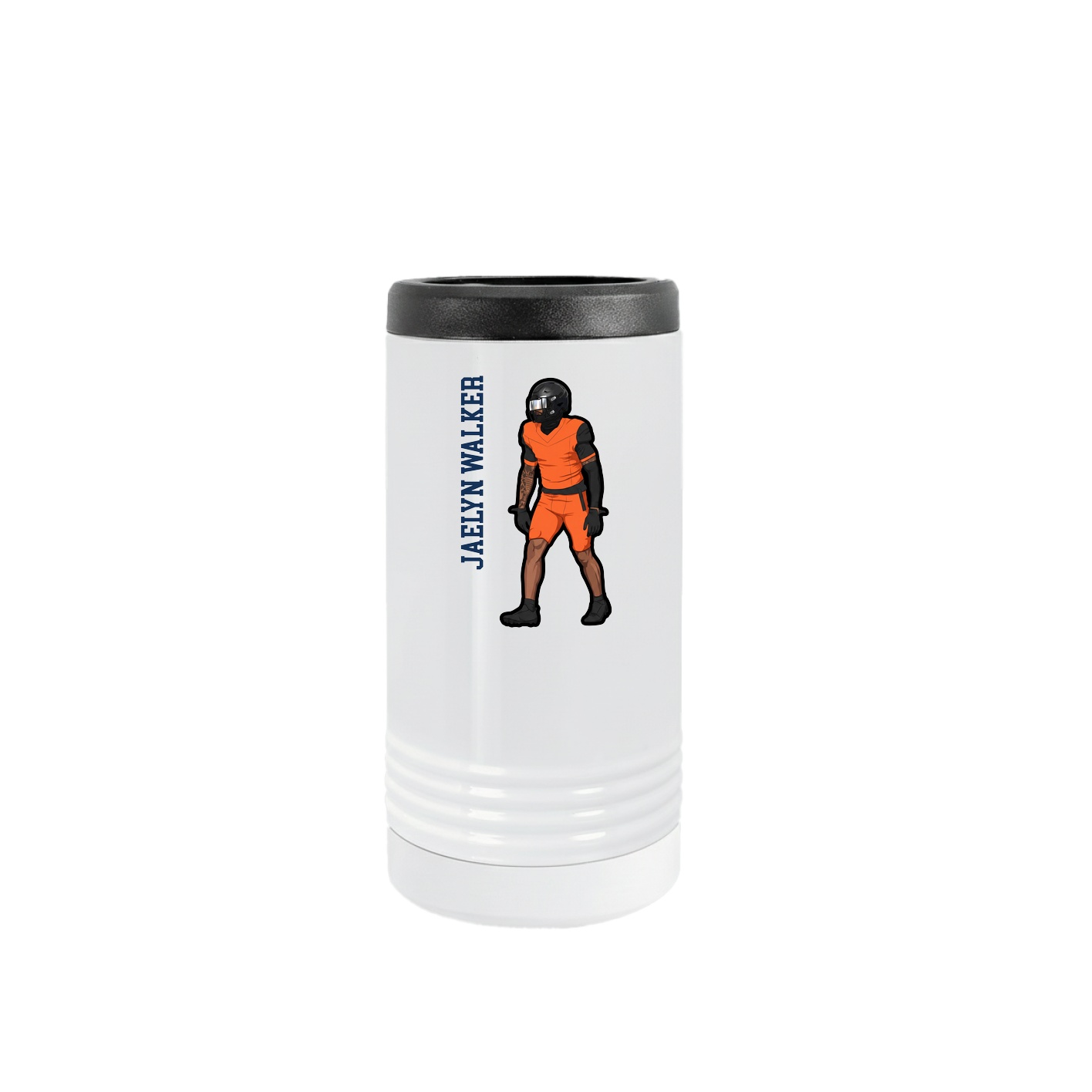 Slim Beverage Holder — Name Vertical in White