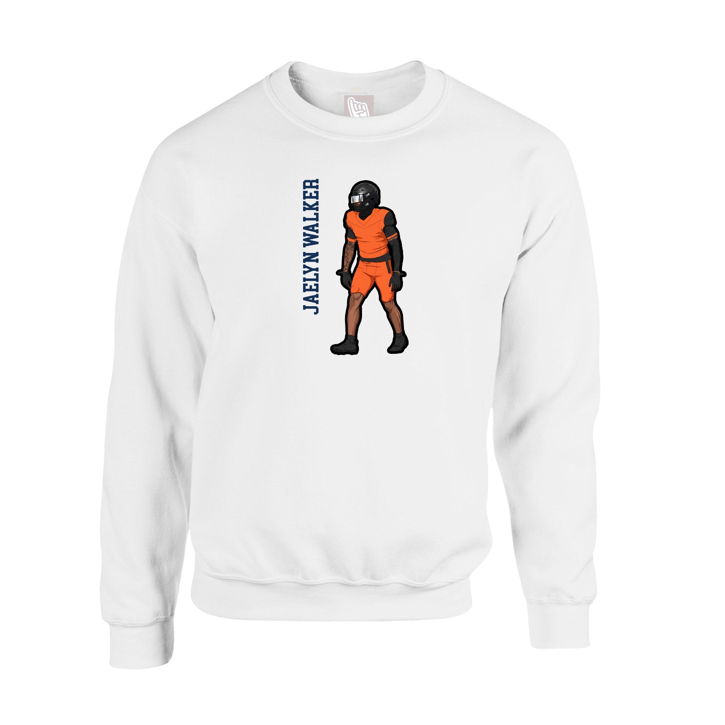 Fleece Crew — Name Vertical in White