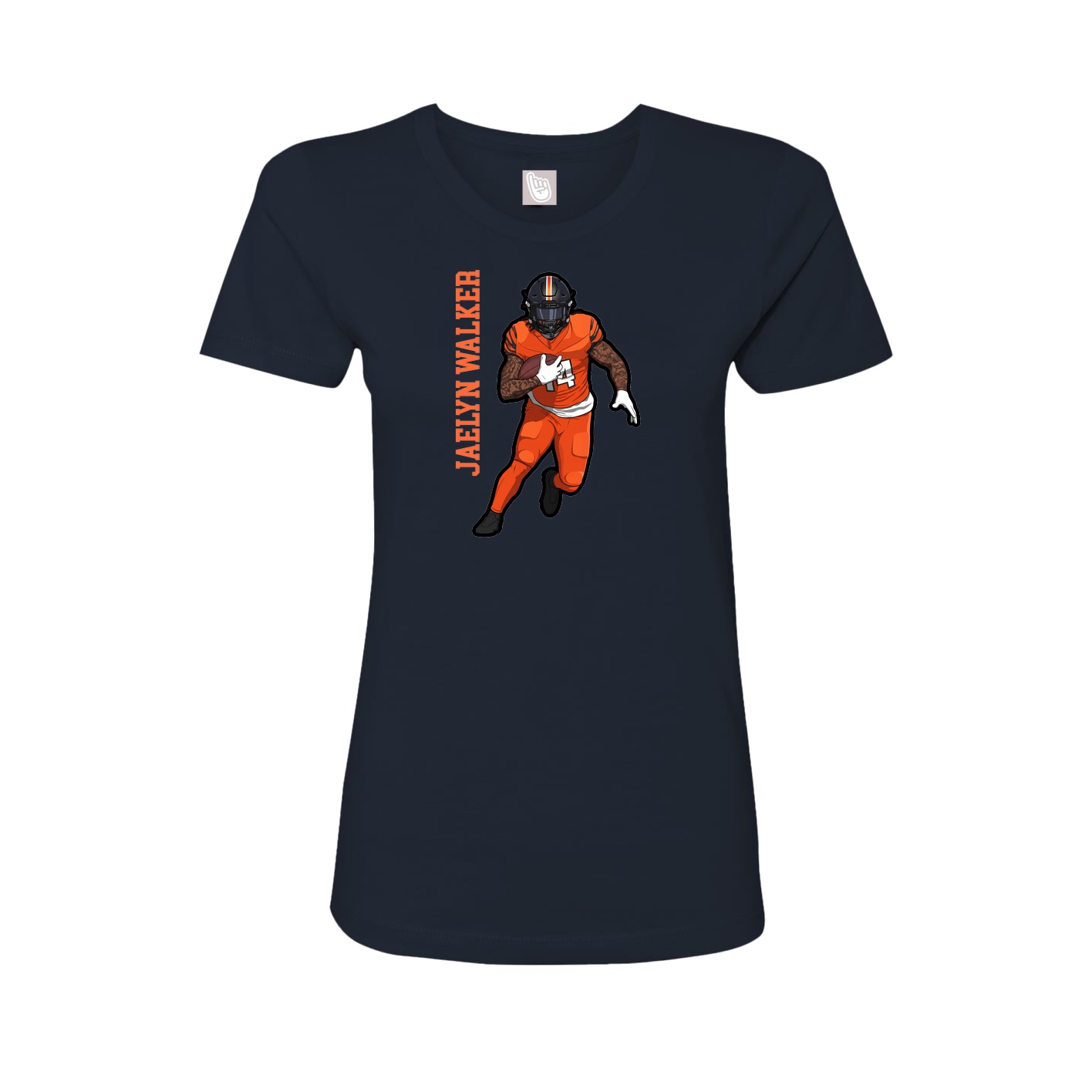 Womens Tee — Name Vertical in Navy