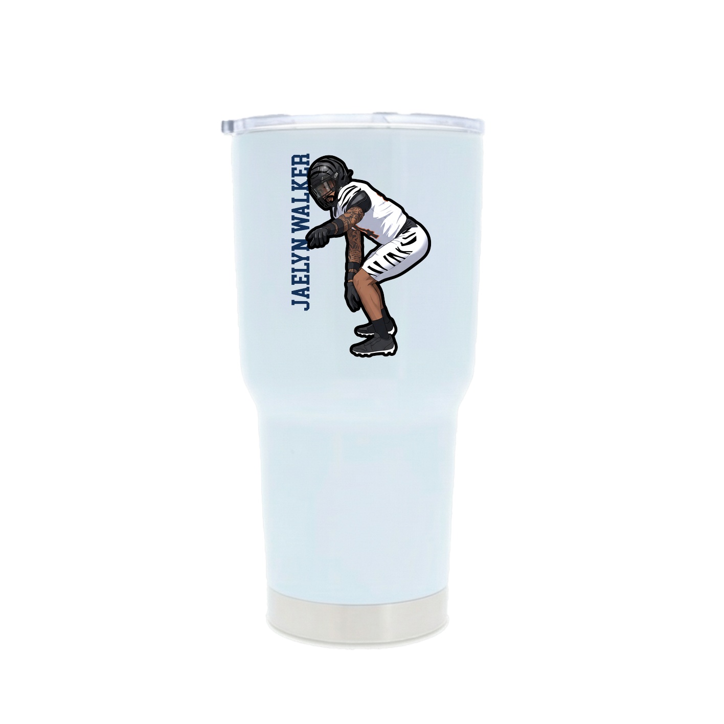 30oz Stainless Steel Tumbler — Name Vertical in White