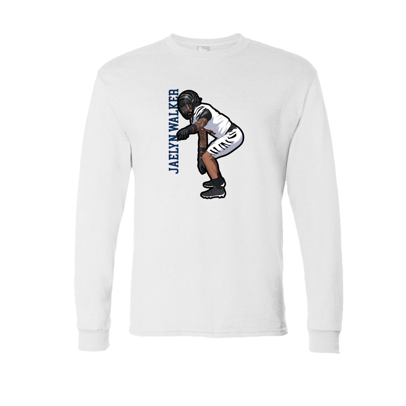 Long Sleeve Tee — Name Vertical in White