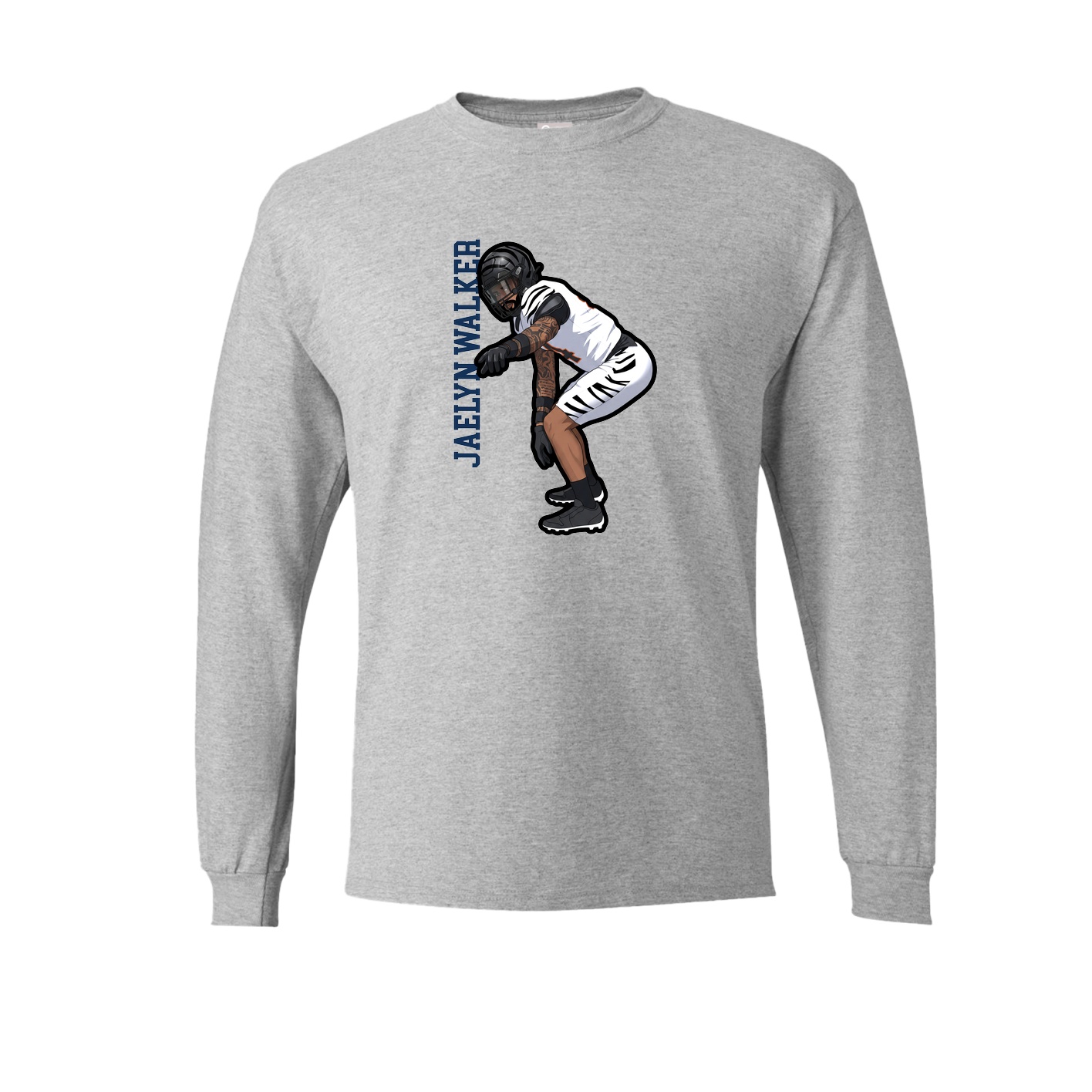 Long Sleeve Tee — Name Vertical in Grey