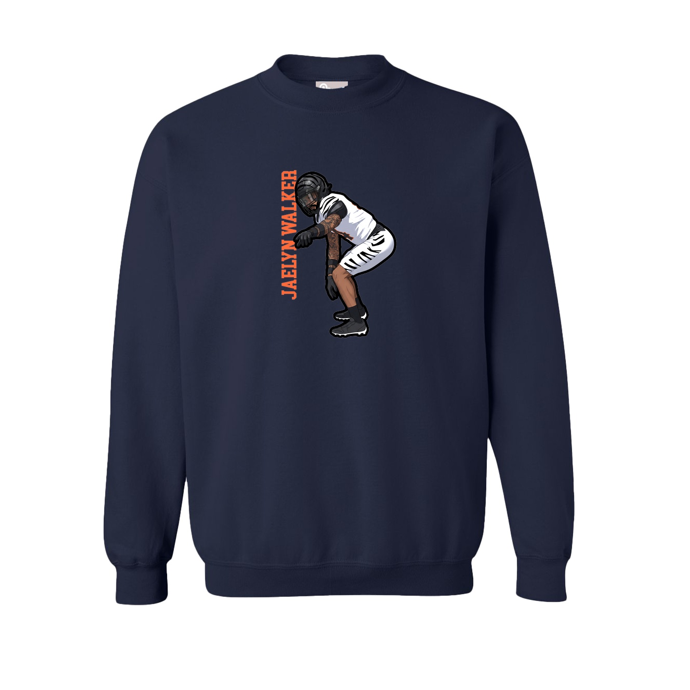 Fleece Crew — Name Vertical in Navy