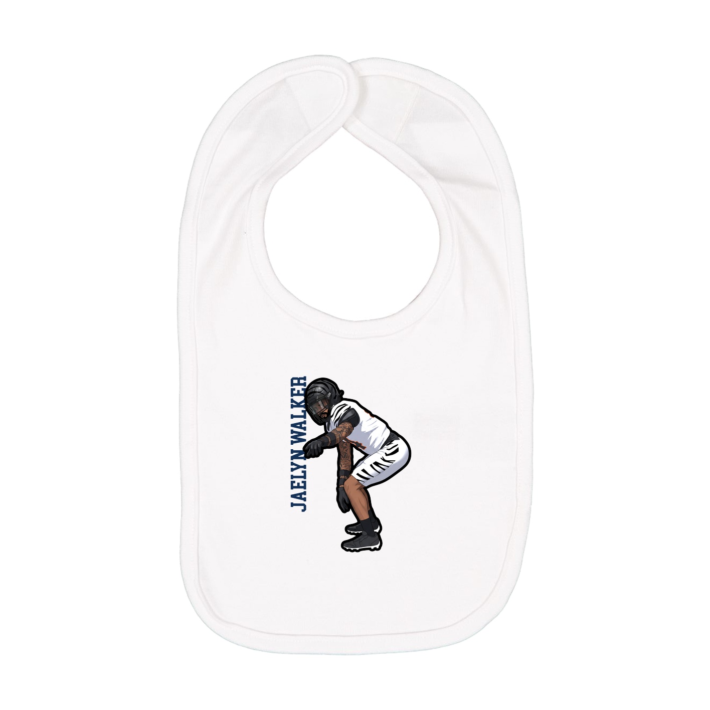 Infant Bib — Name Vertical in White