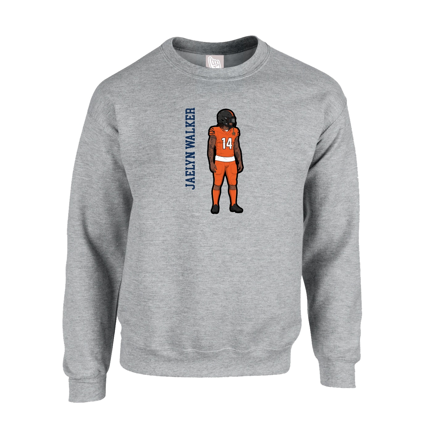 Fleece Crew — Name Vertical in Grey