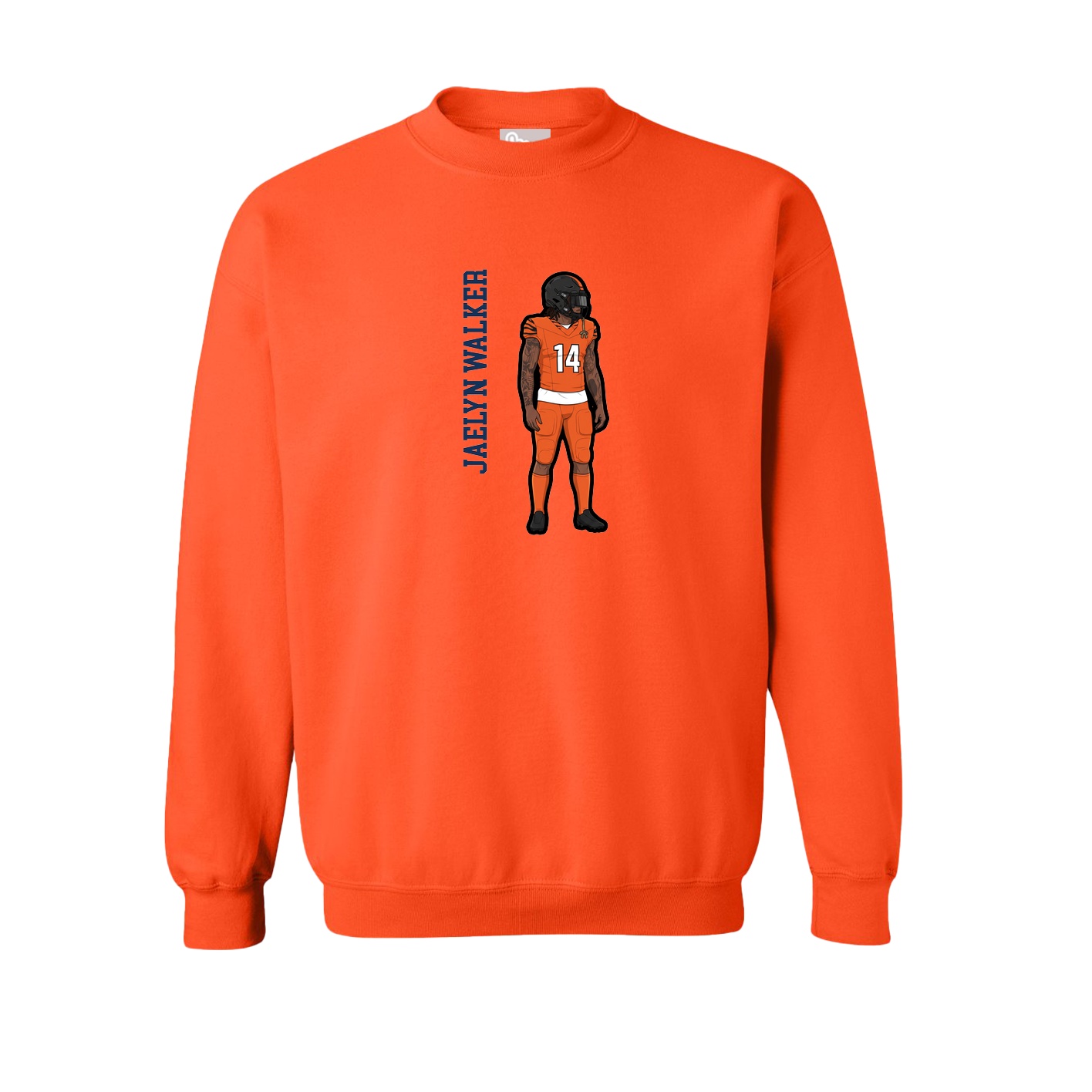 Fleece Crew — Name Vertical in Orange