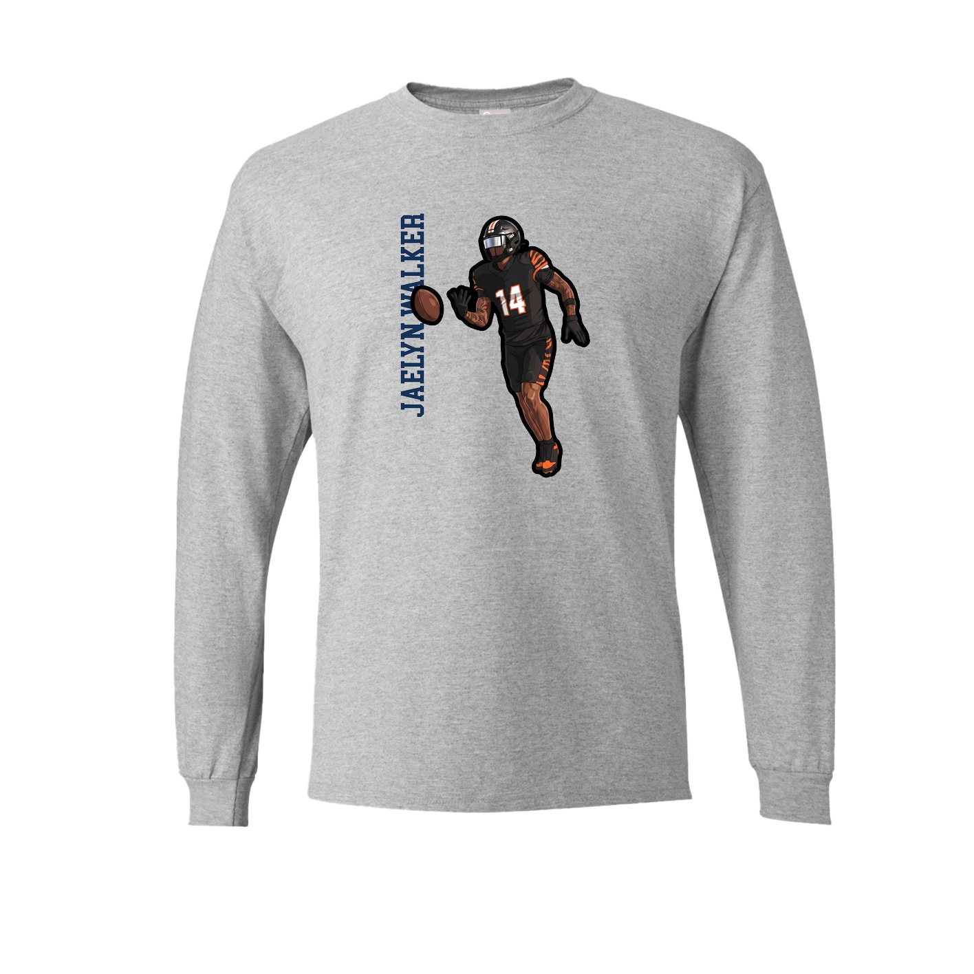 Long Sleeve Tee — Name Vertical in Grey