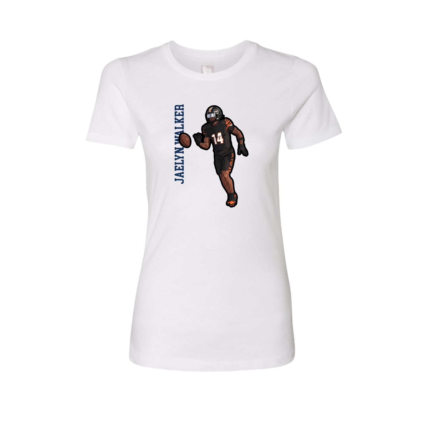 Womens Tee — Name Vertical in White