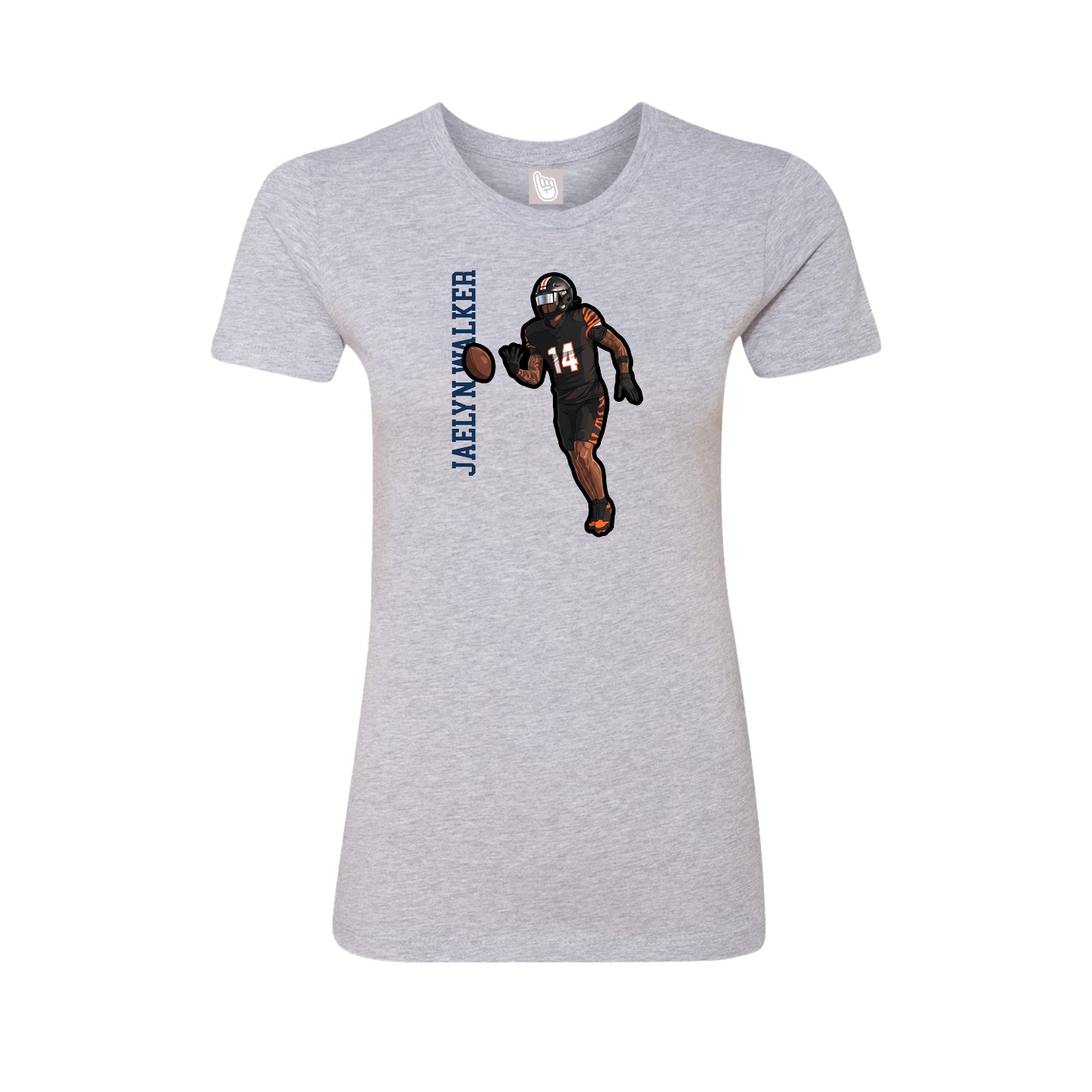 Fitted Women's Tee — Name Vertical in Grey