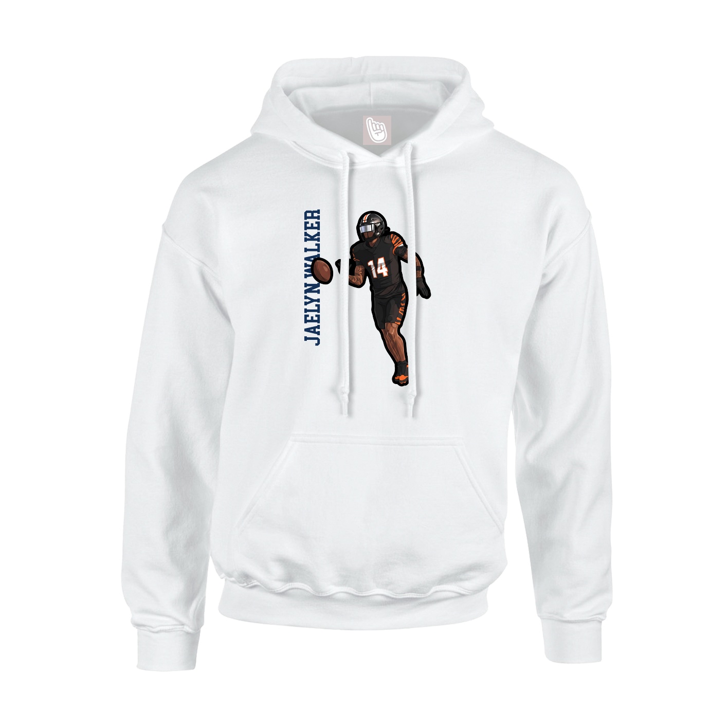 Youth Hoodie — Name Vertical in White