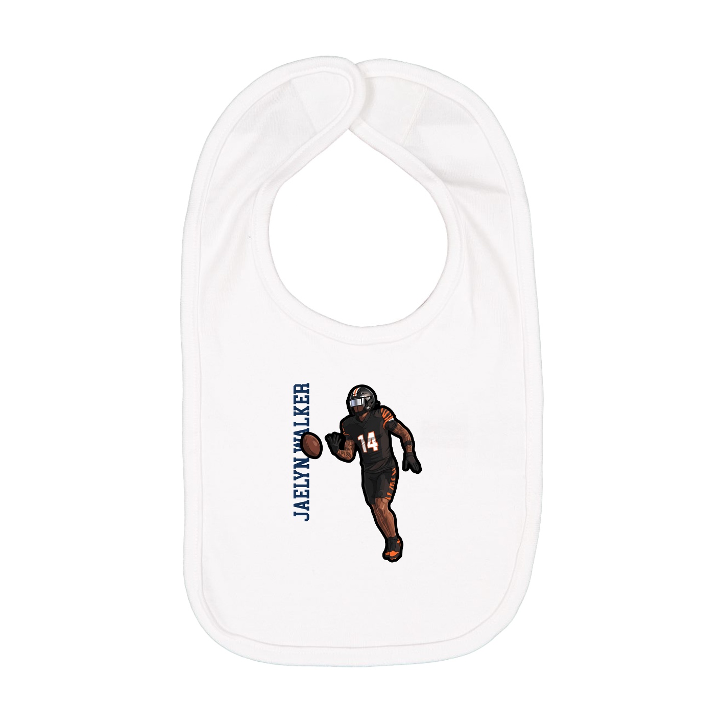 Infant Bib — Name Vertical in White