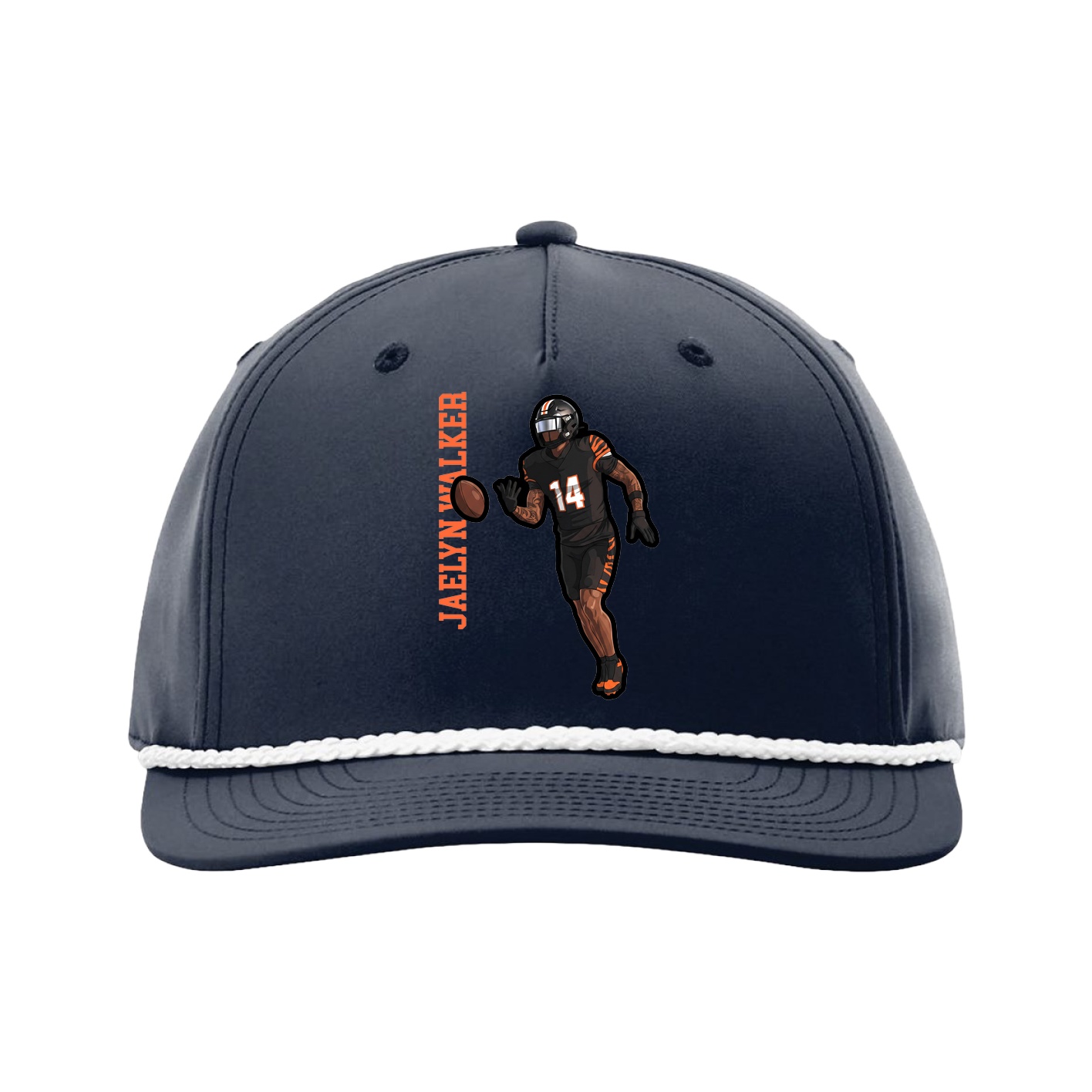 Five-Panel Classic Rope Cap — Name Vertical in Navy