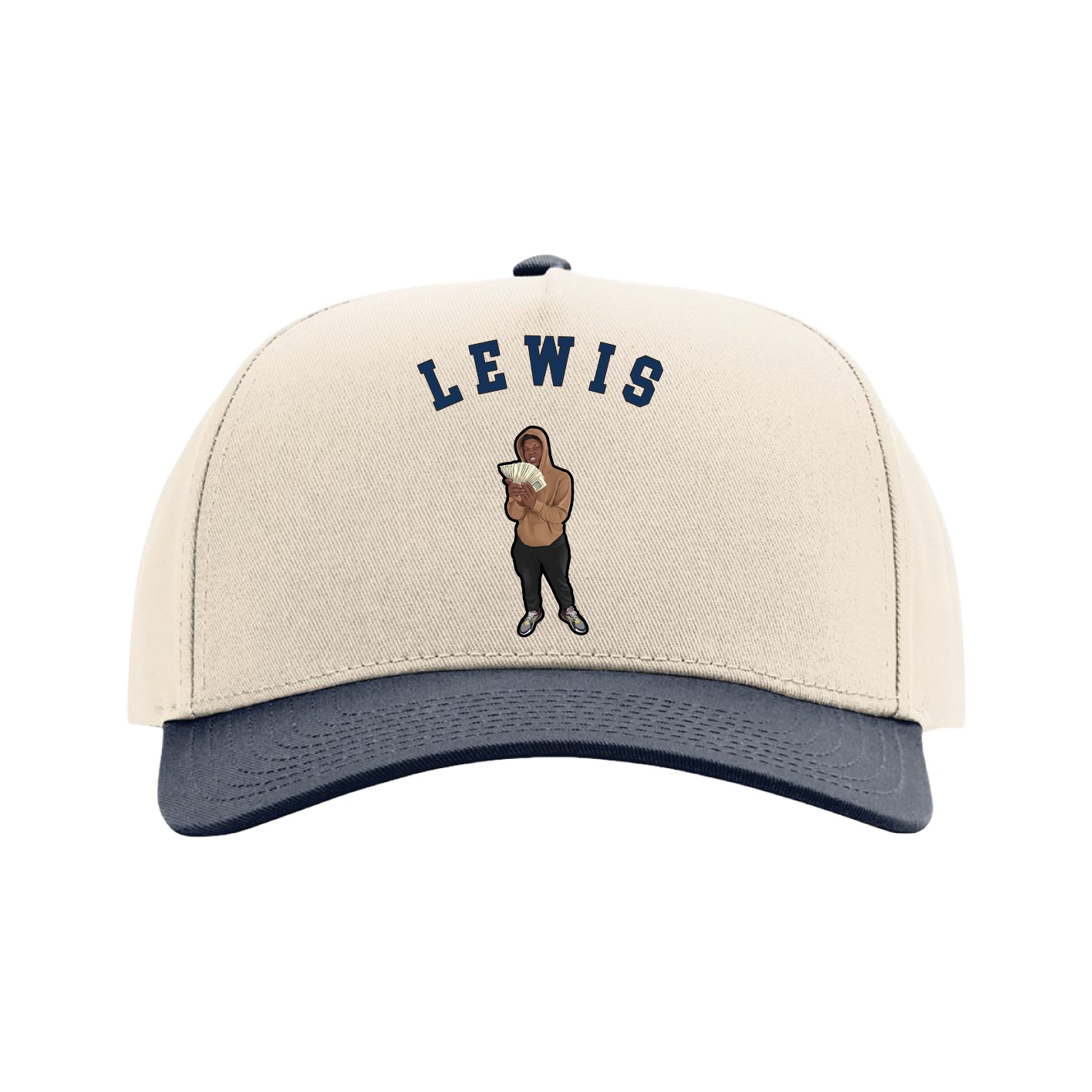 Full Fabric Five-Panel Champ Cap — Shirsey Arch in Cream/Navy