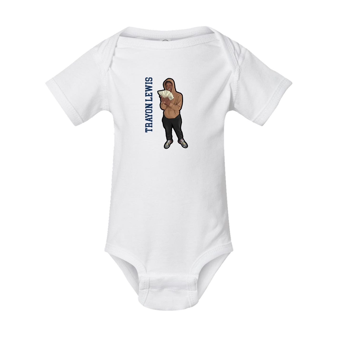 Baby Onesie — Name Vertical in White