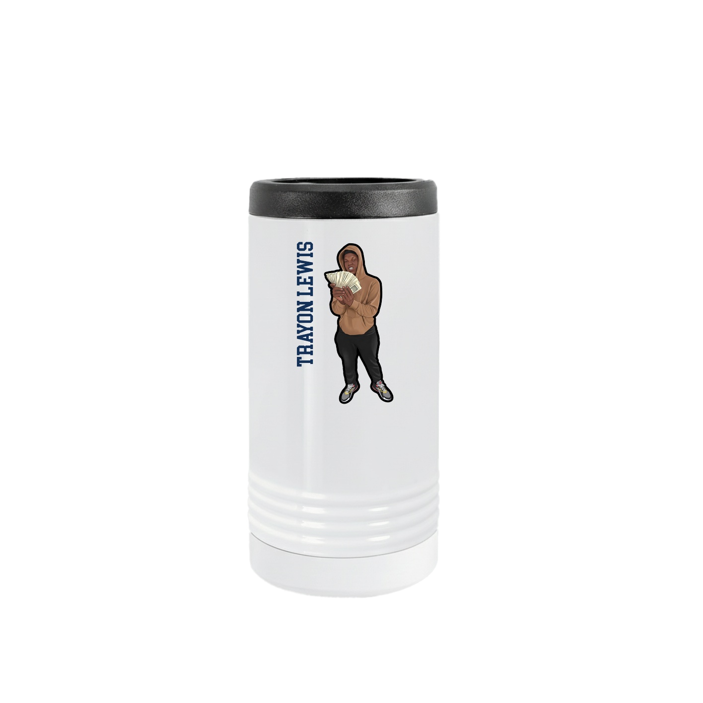 Slim Beverage Holder — Name Vertical in White