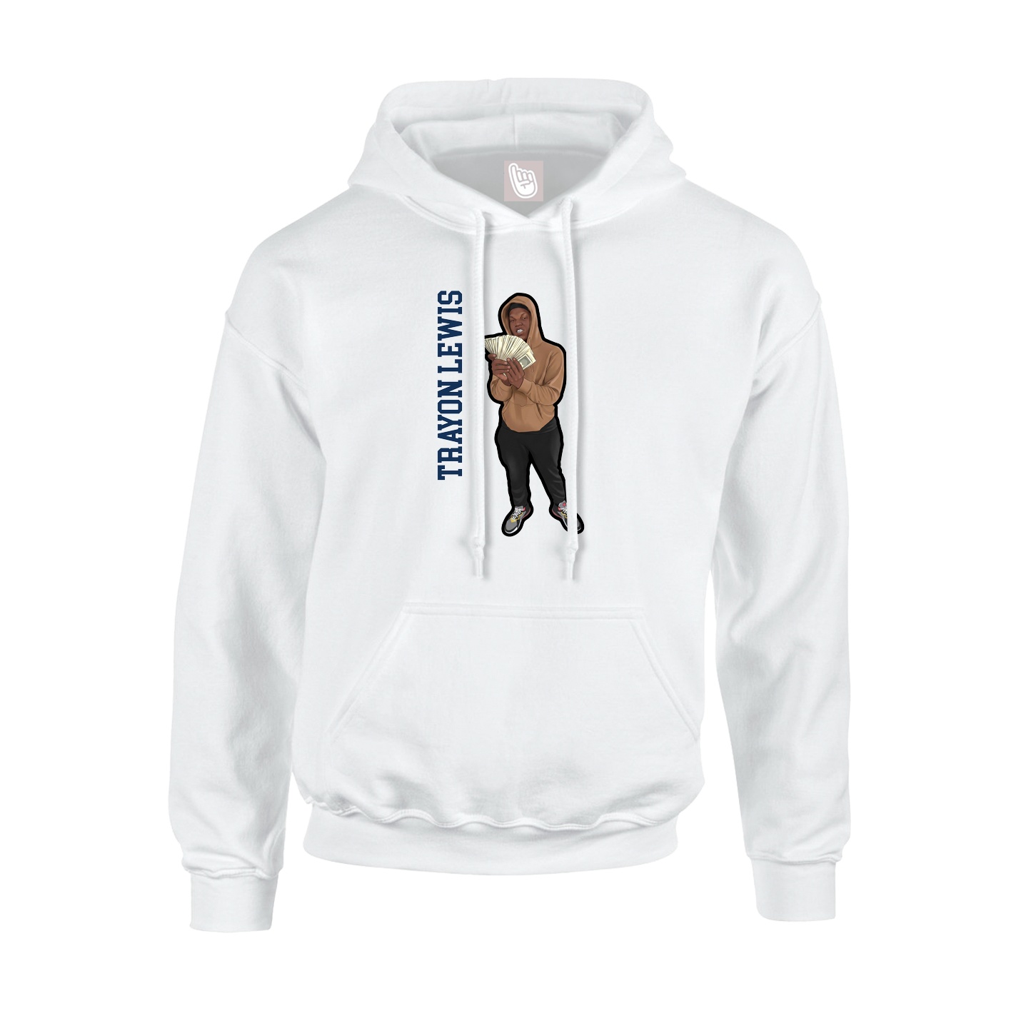 Youth Hoodie — Name Vertical in White