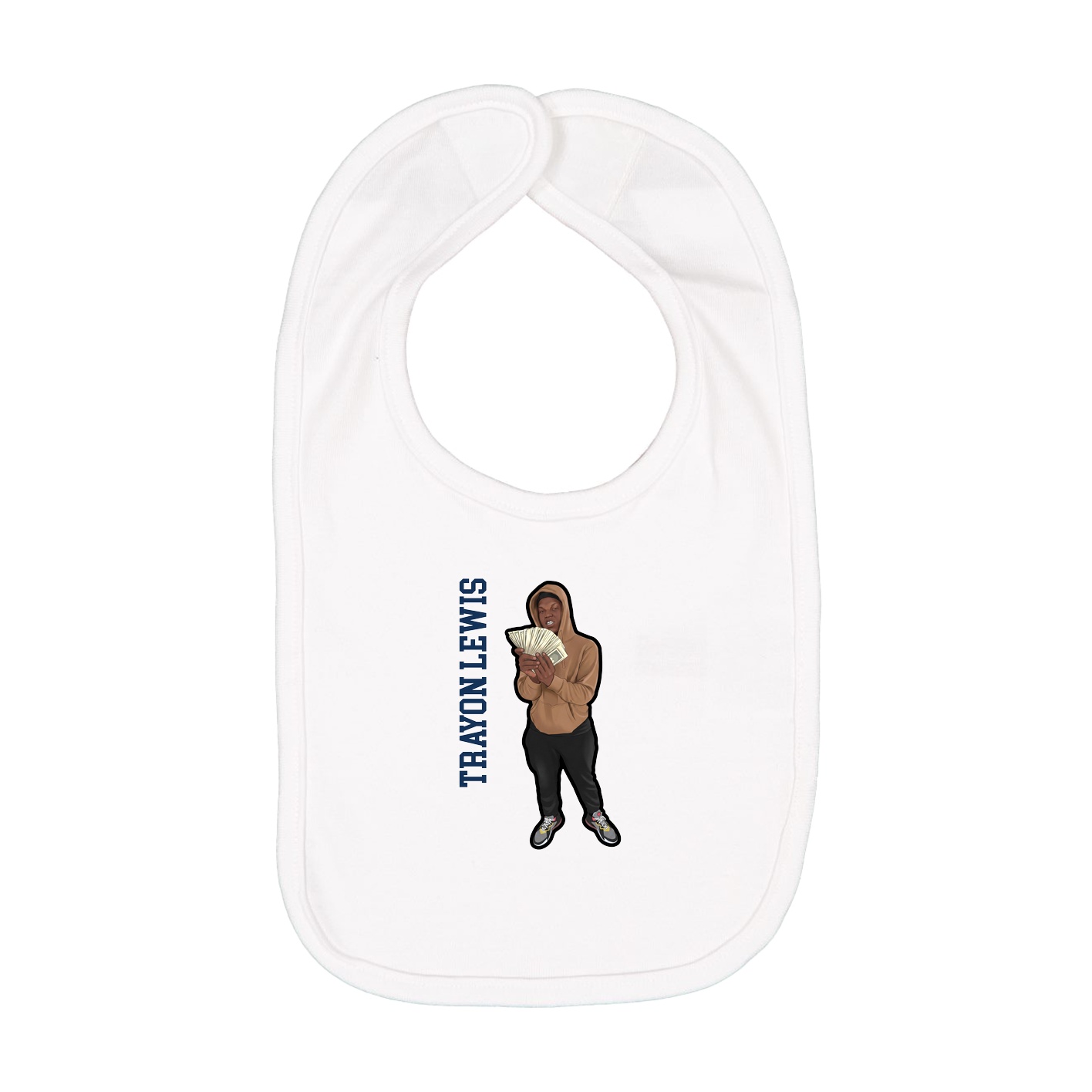 Infant Bib — Name Vertical in White