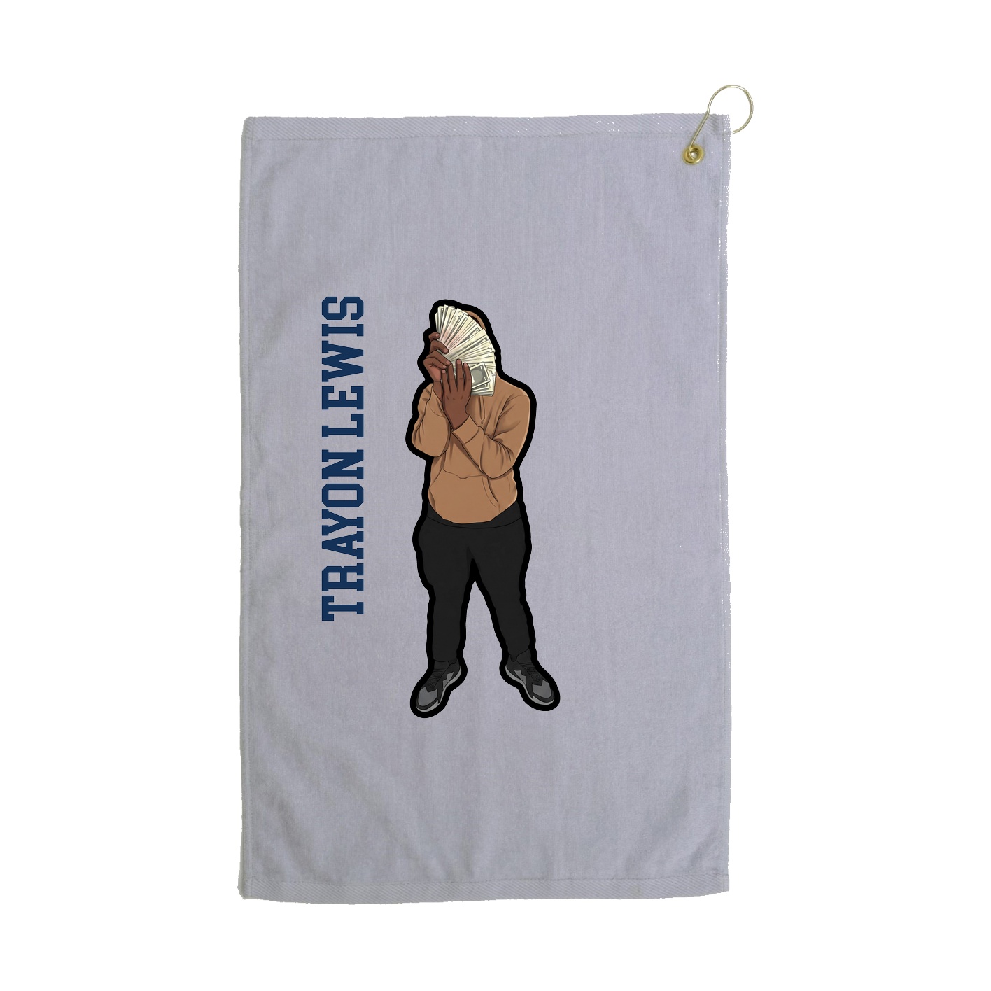 Golf Towel — Name Vertical in Grey