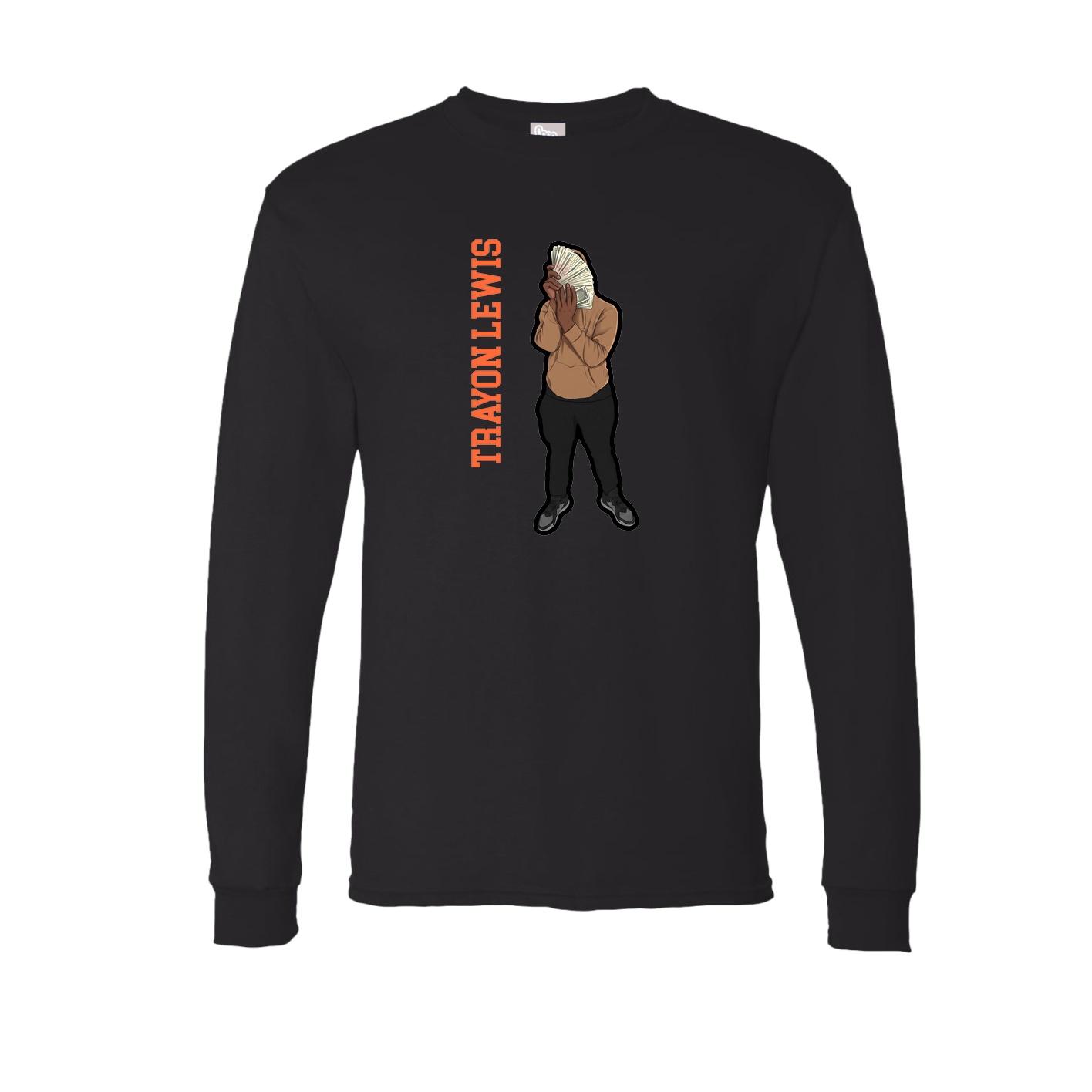 Long Sleeve Tee — Name Vertical in Black