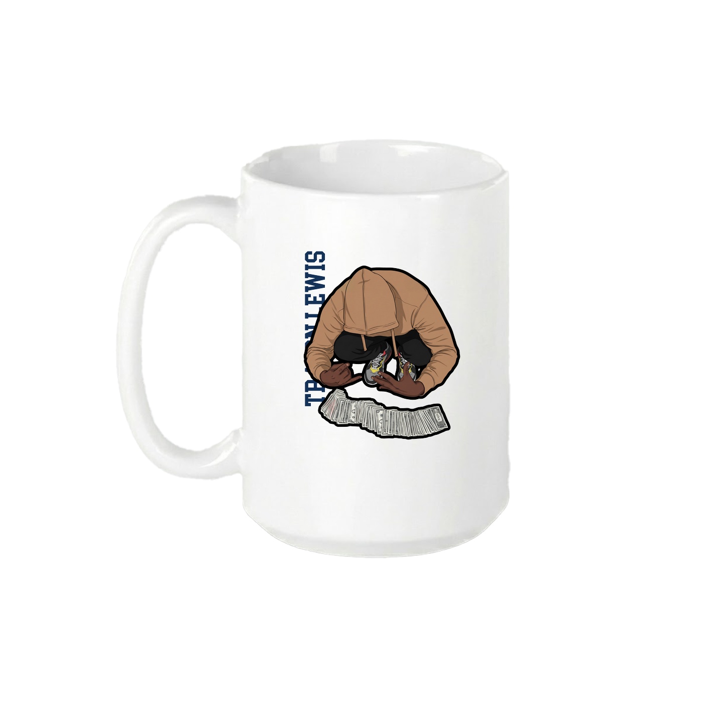 15oz Coffee Mug — Name Vertical in White