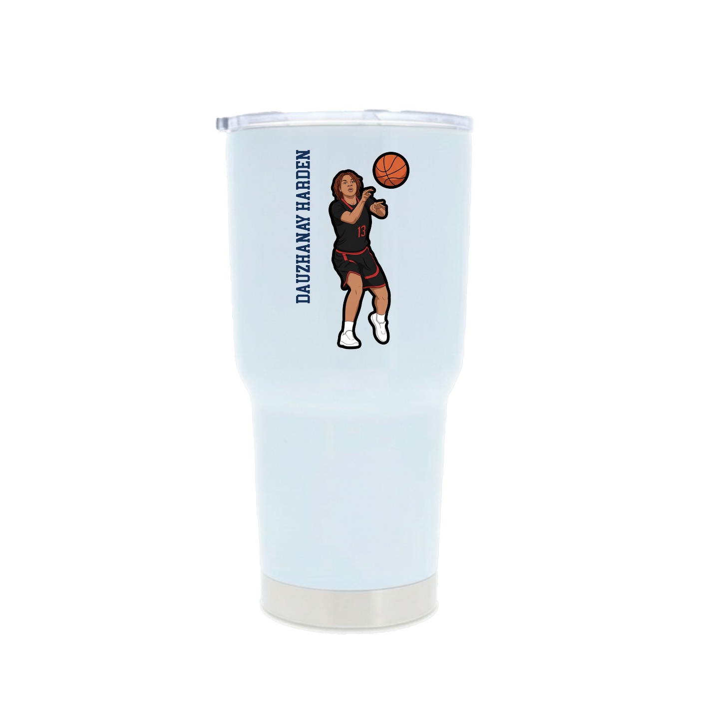 30oz Stainless Steel Tumbler — Name Vertical in White