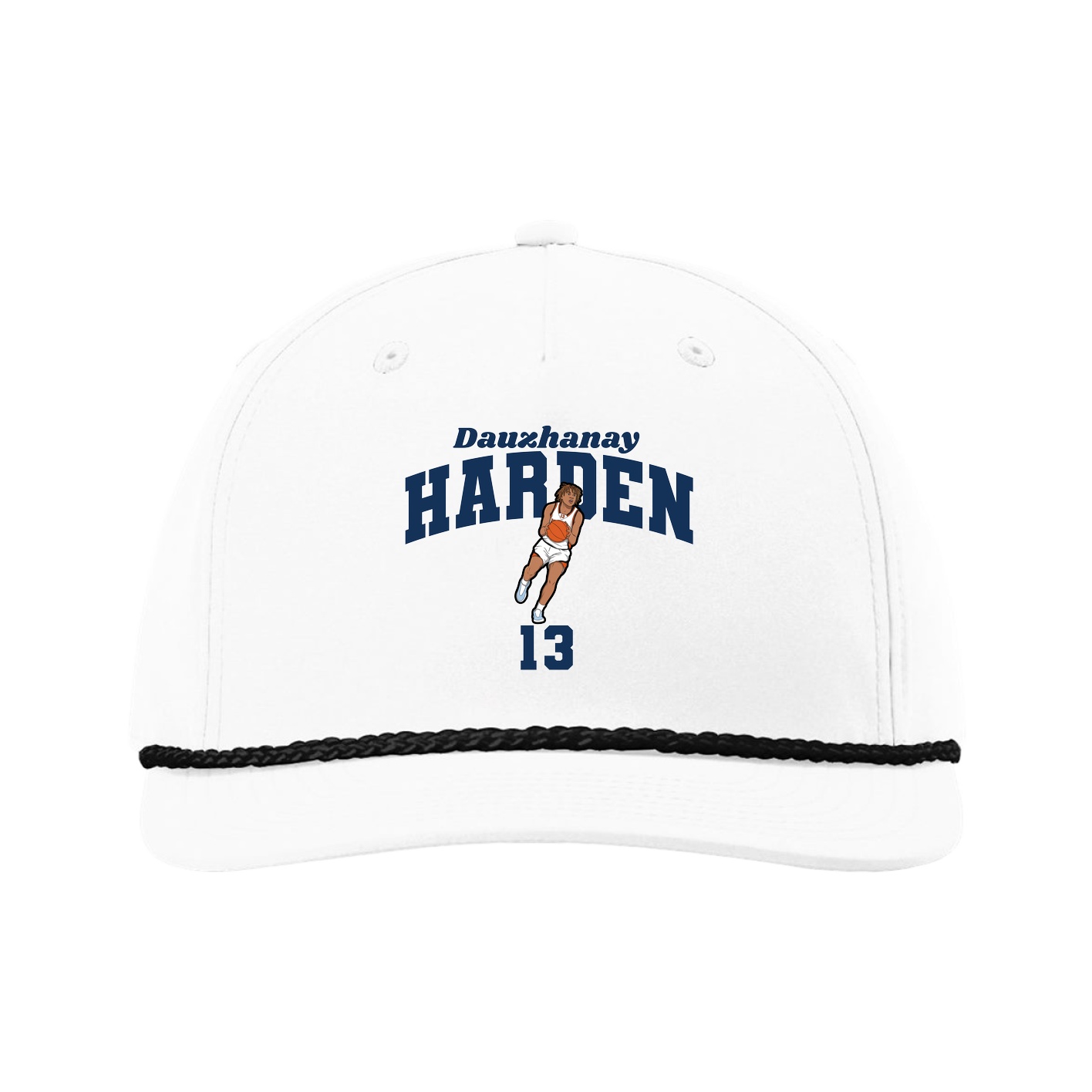 Five-Panel Classic Rope Cap — Signature Arch in White