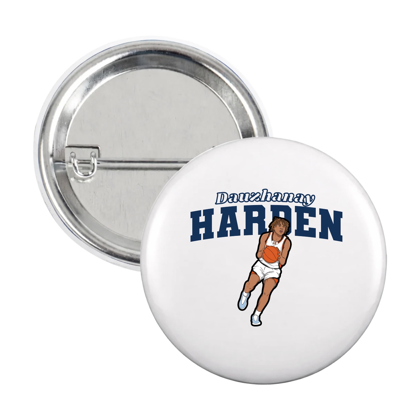 Game Day Button — Name Arch in White