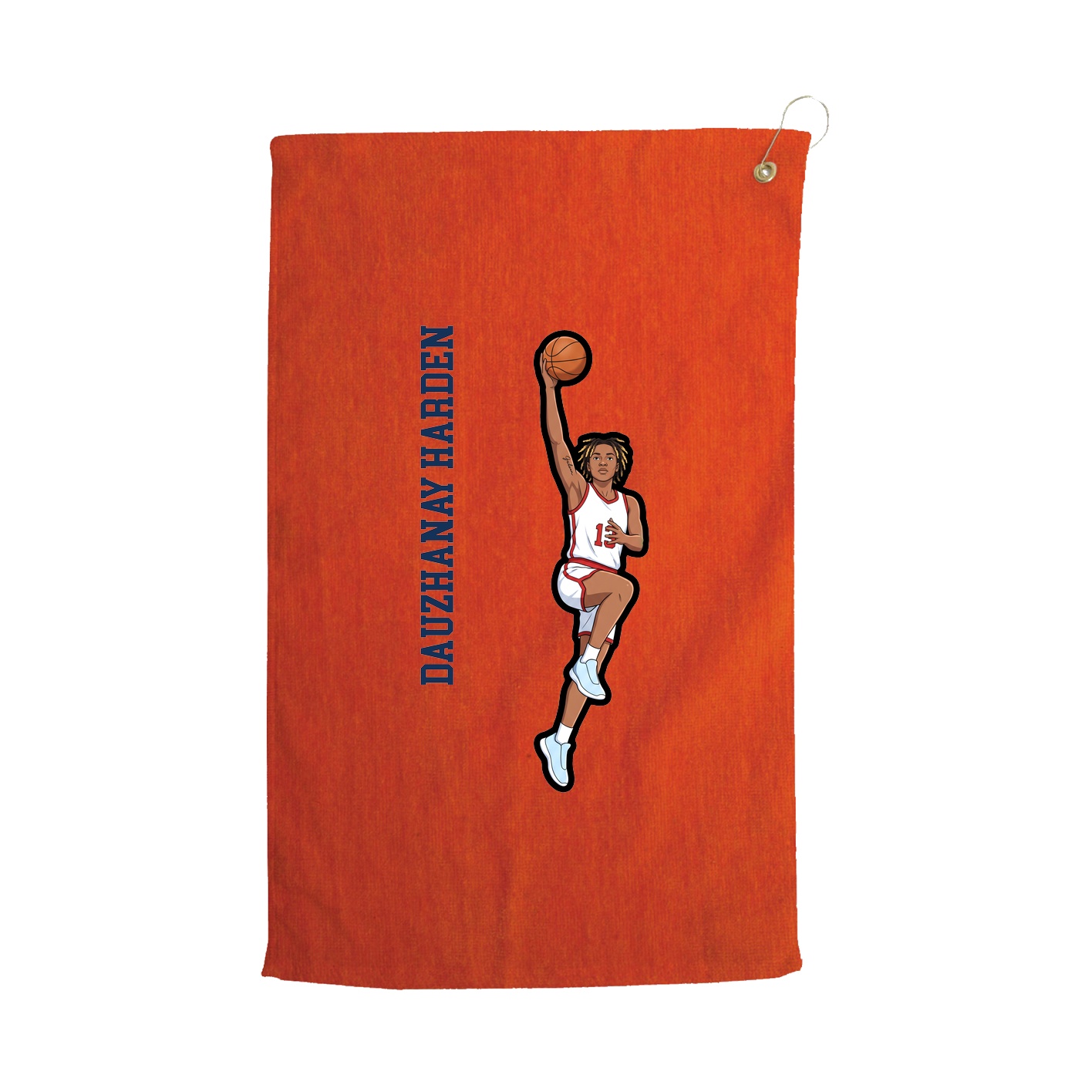 Golf Towel — Name Vertical in Orange