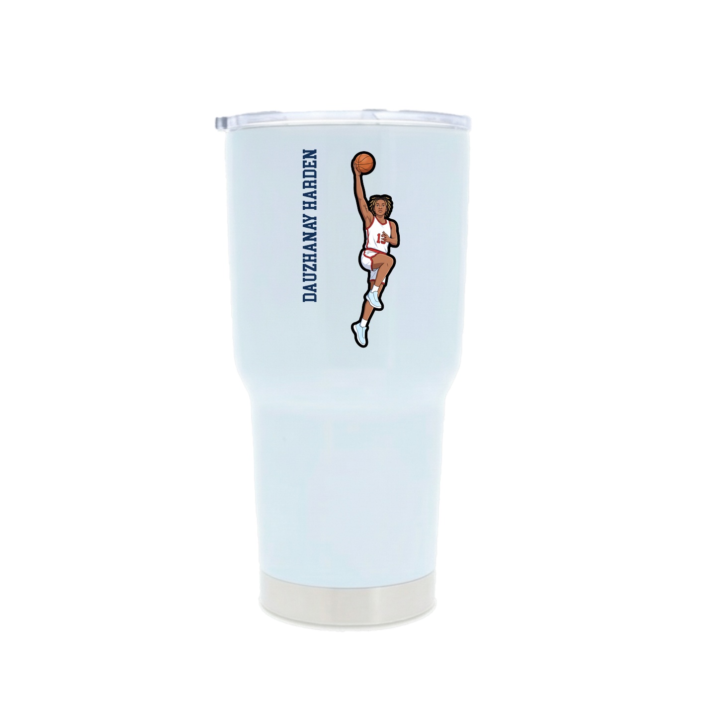 30oz Stainless Steel Tumbler — Name Vertical in White