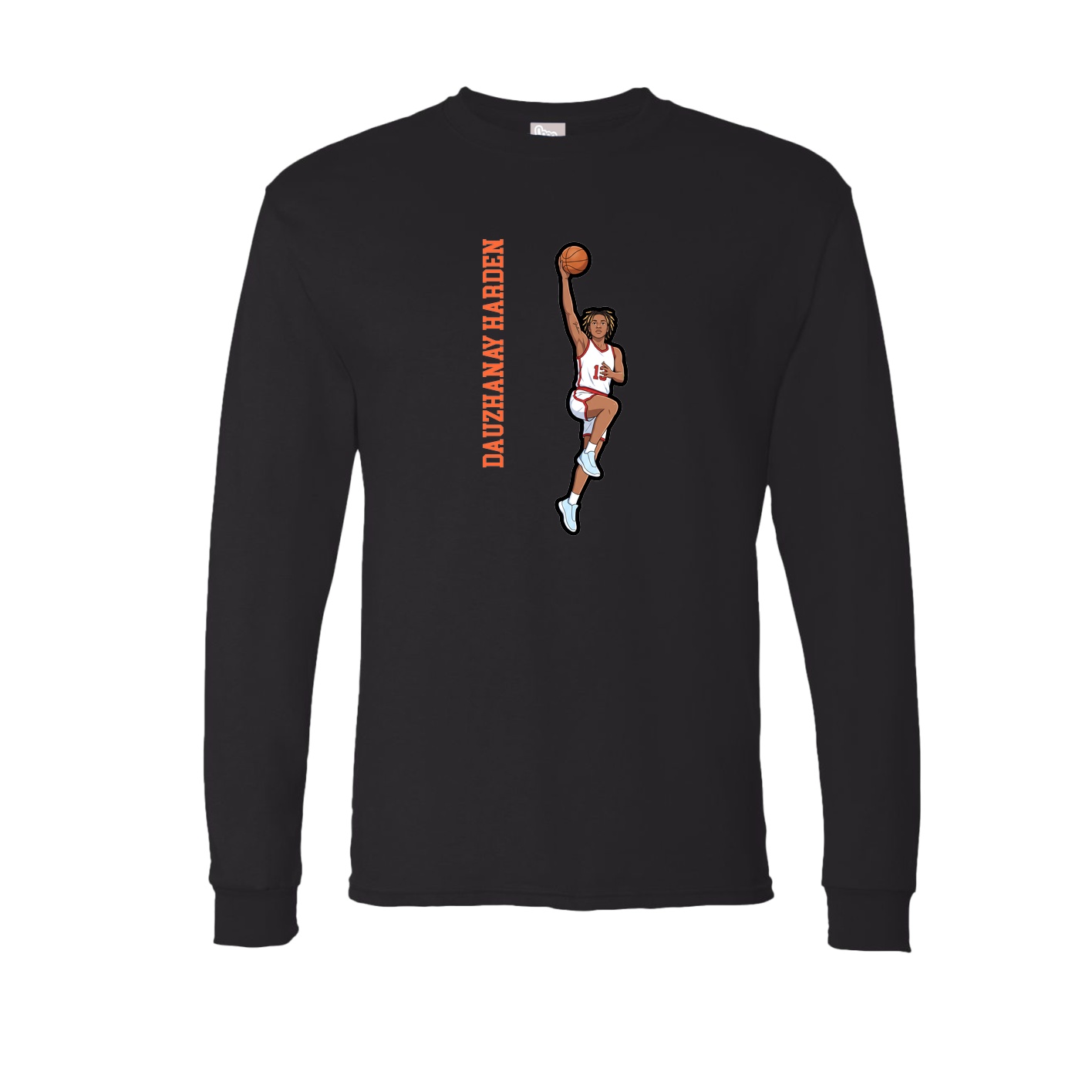 Long Sleeve Tee — Name Vertical in Black