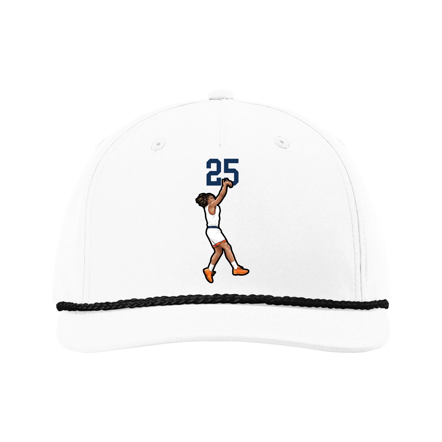 Five-Panel Classic Rope Cap — Number Top in White