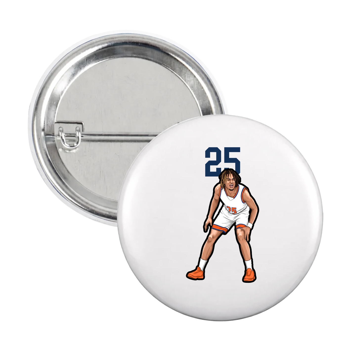Game Day Button — Number Top in White