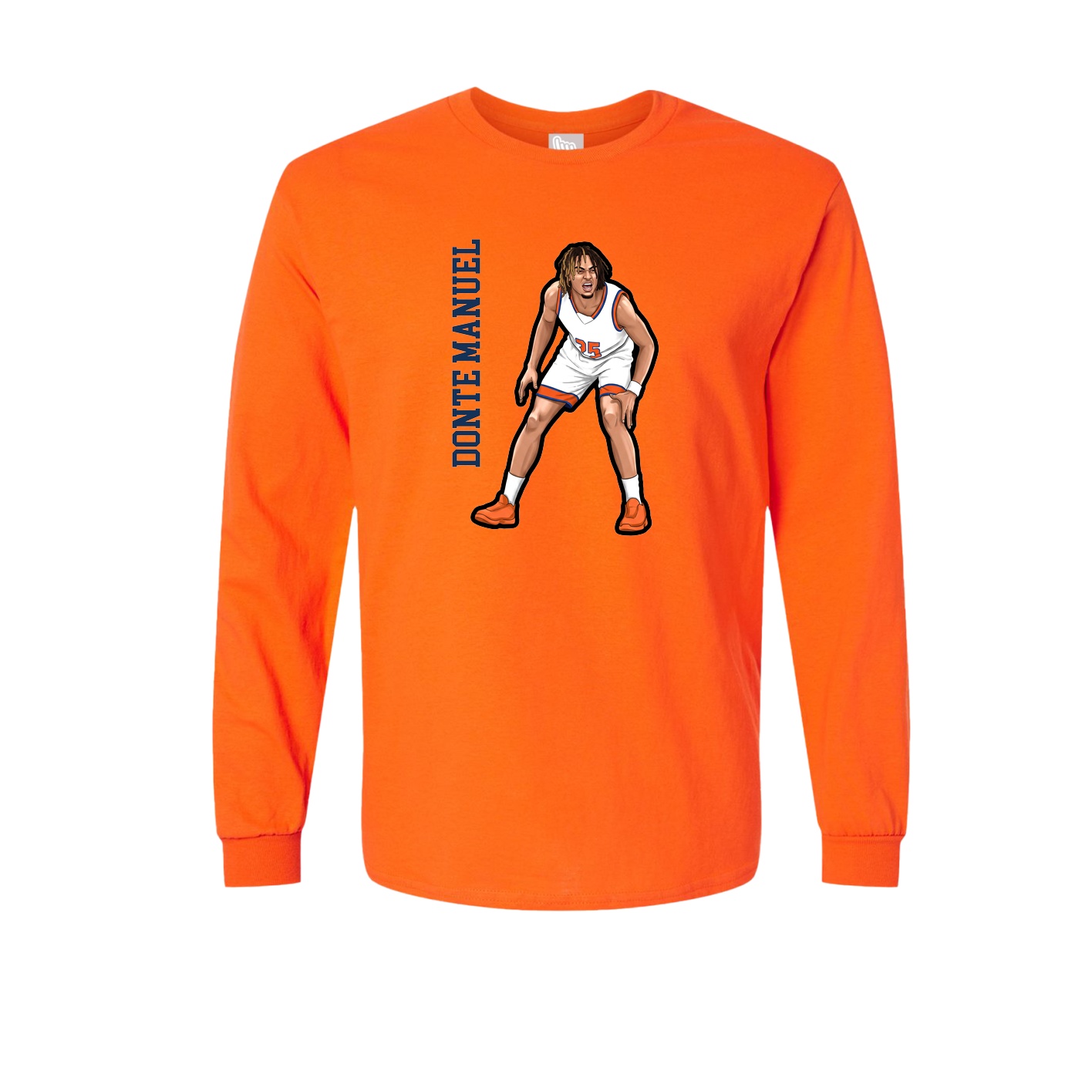 Long Sleeve Tee — Name Vertical in Orange