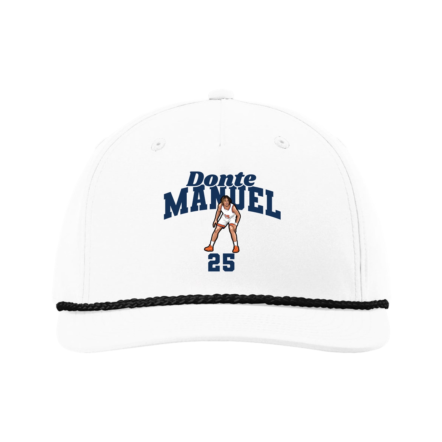 Five-Panel Classic Rope Cap — Signature Arch in White