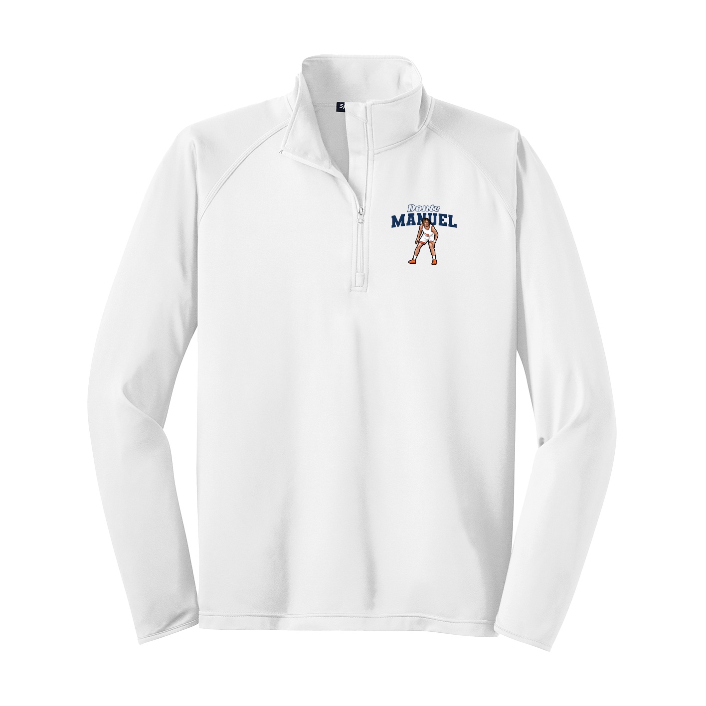 Q-Zip Pullover — Name Arch in White