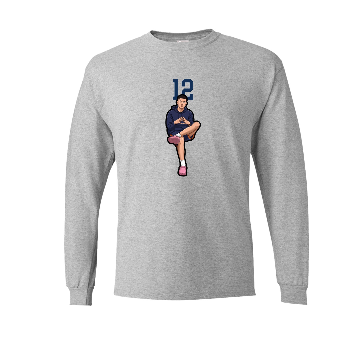 Long Sleeve Tee — Number Top in Grey
