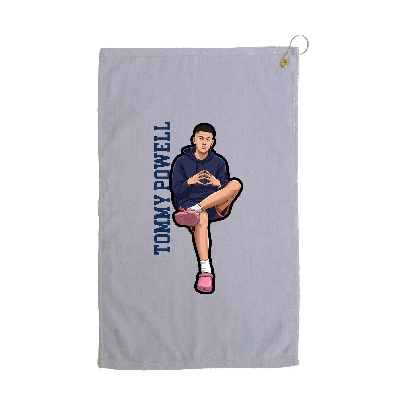 Golf Towel — Name Vertical in Grey