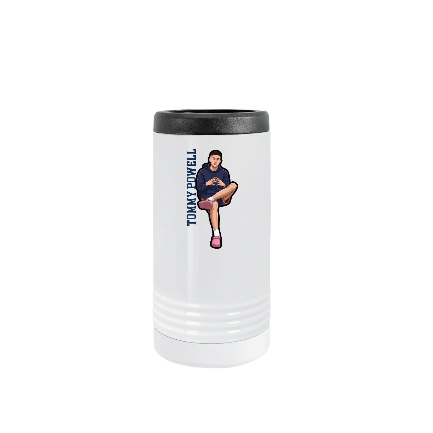 Slim Beverage Holder — Name Vertical in White
