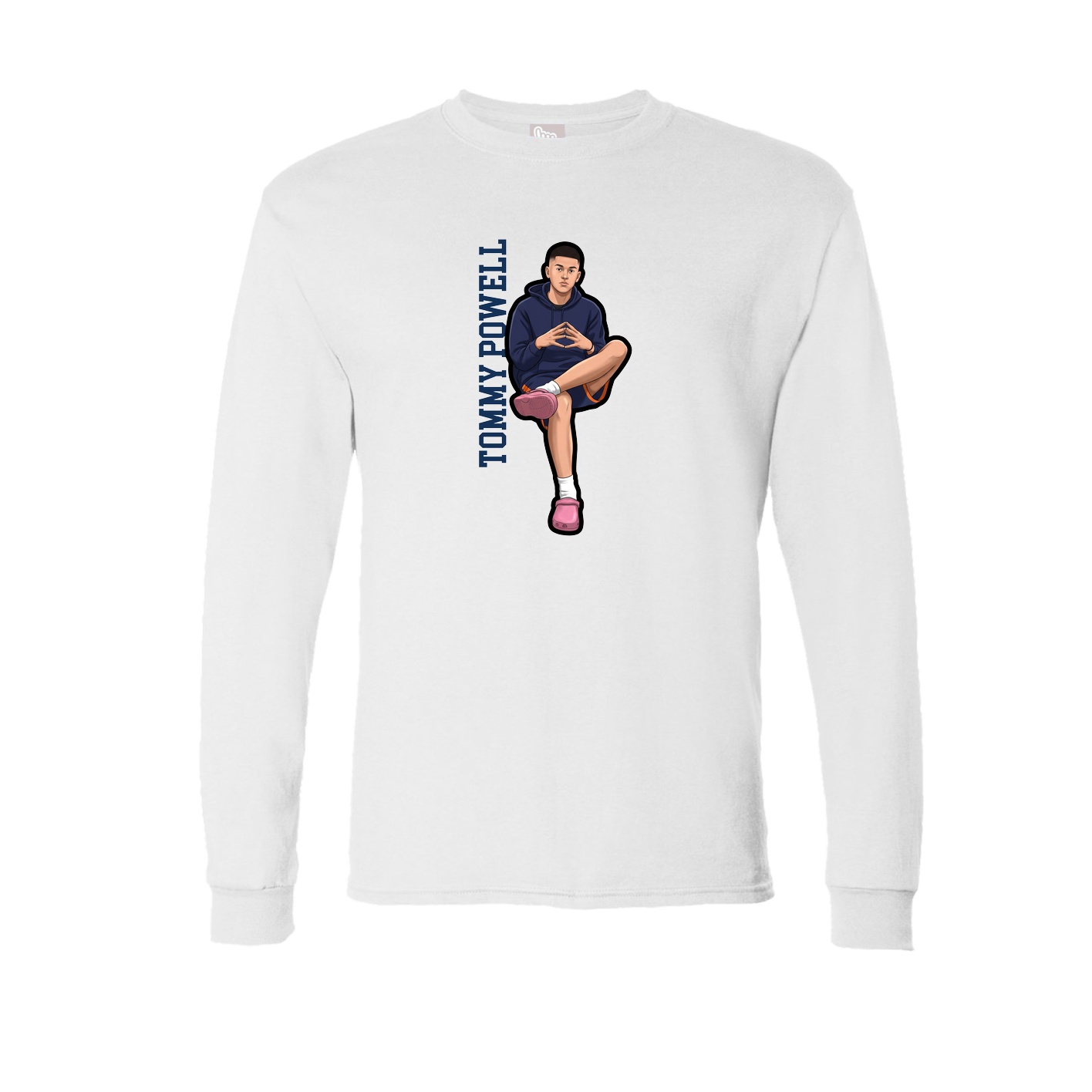 Long Sleeve Tee — Name Vertical in White