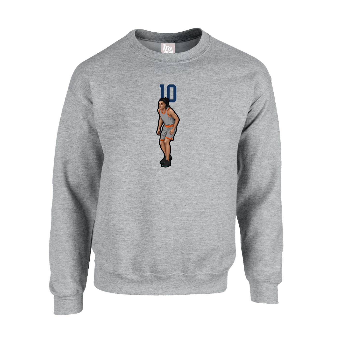 Fleece Crew — Number Top in Grey