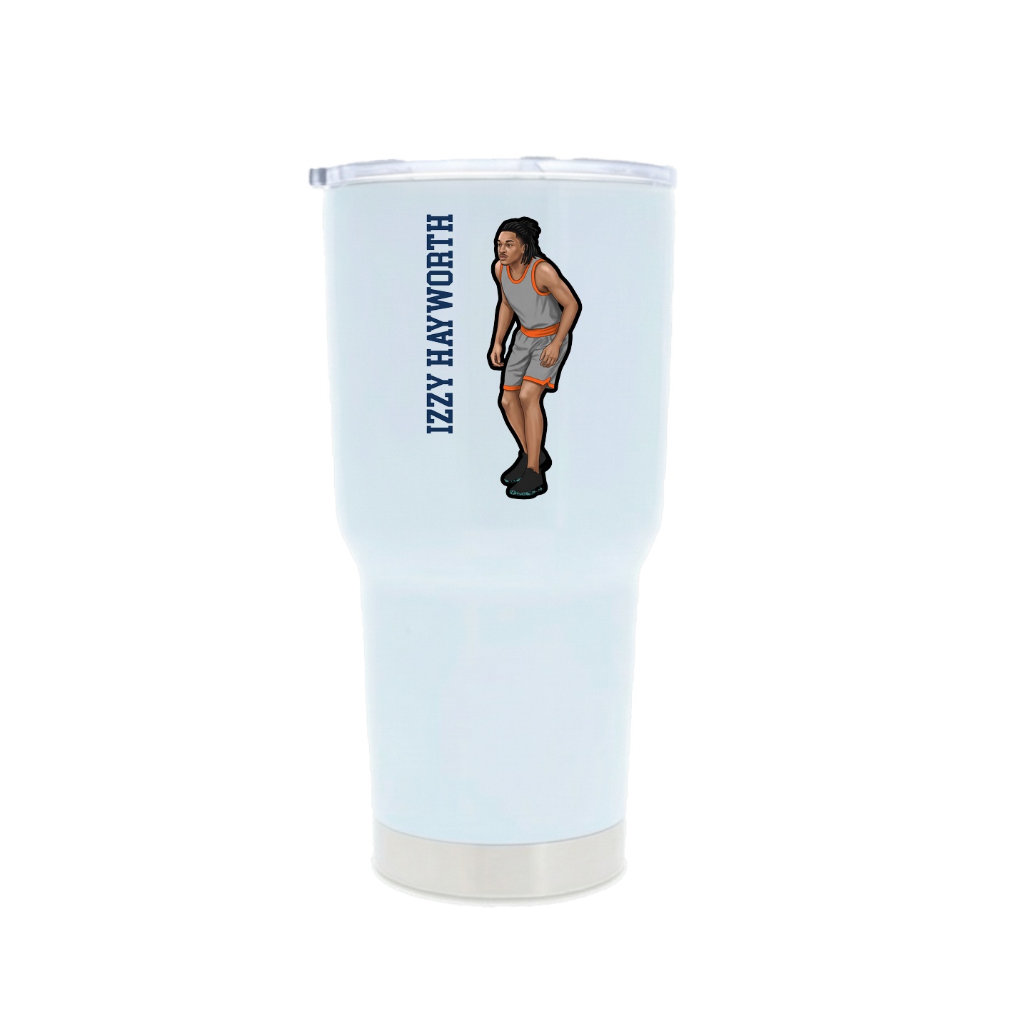 30oz Stainless Steel Tumbler — Name Vertical in White