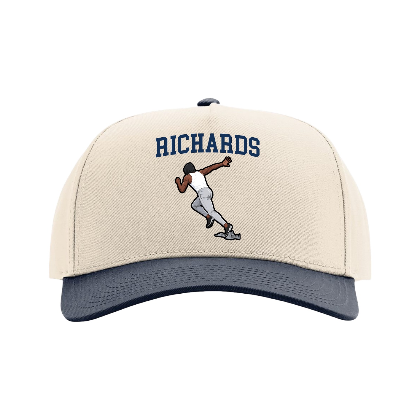 Full Fabric Five-Panel Champ Cap — Shirsey in Cream/Navy