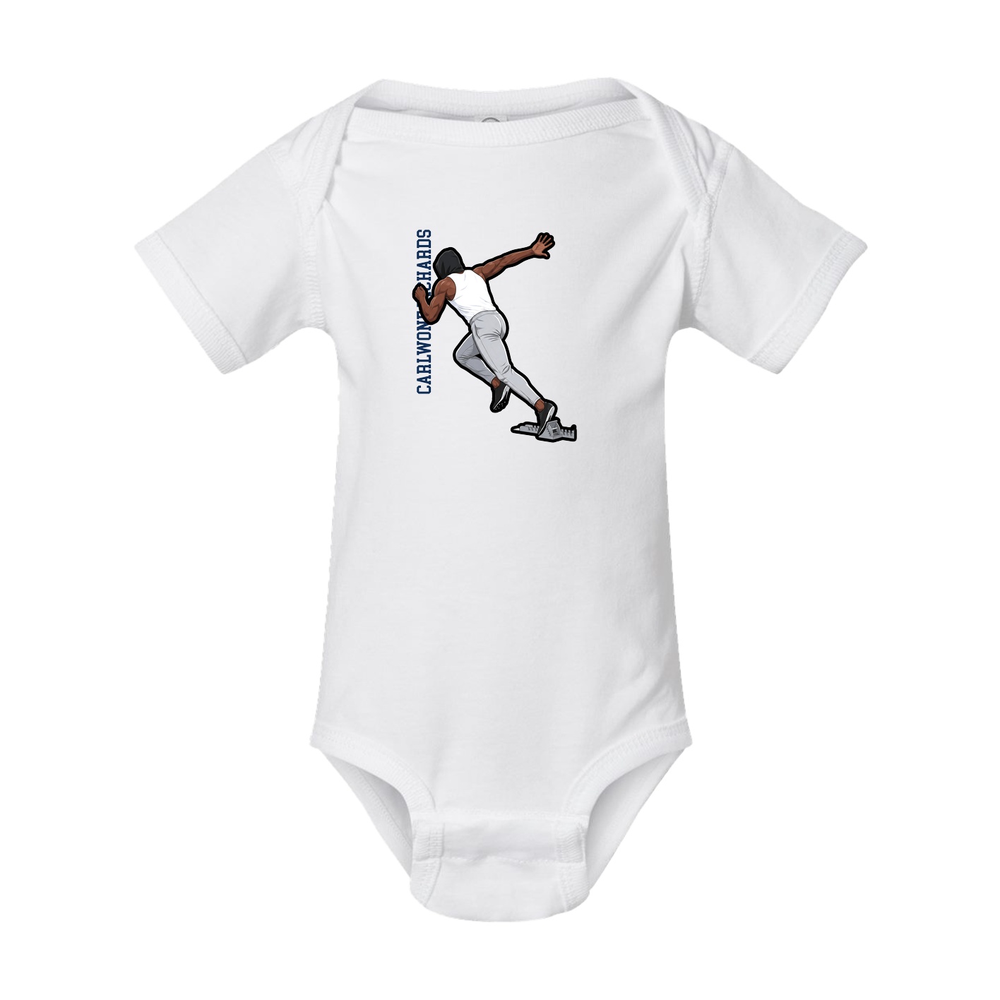 Baby Onesie — Name Vertical in White
