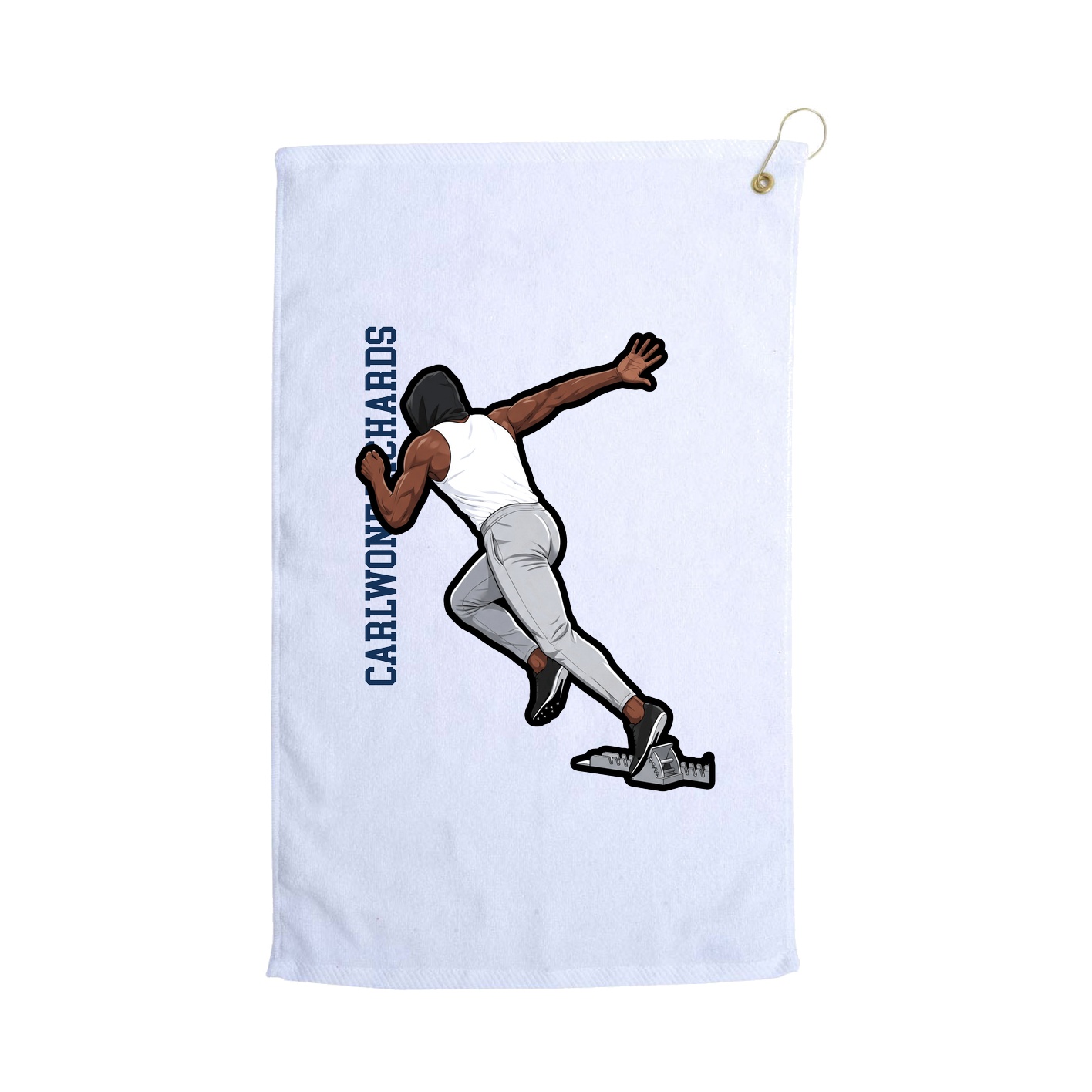 Golf Towel — Name Vertical in White