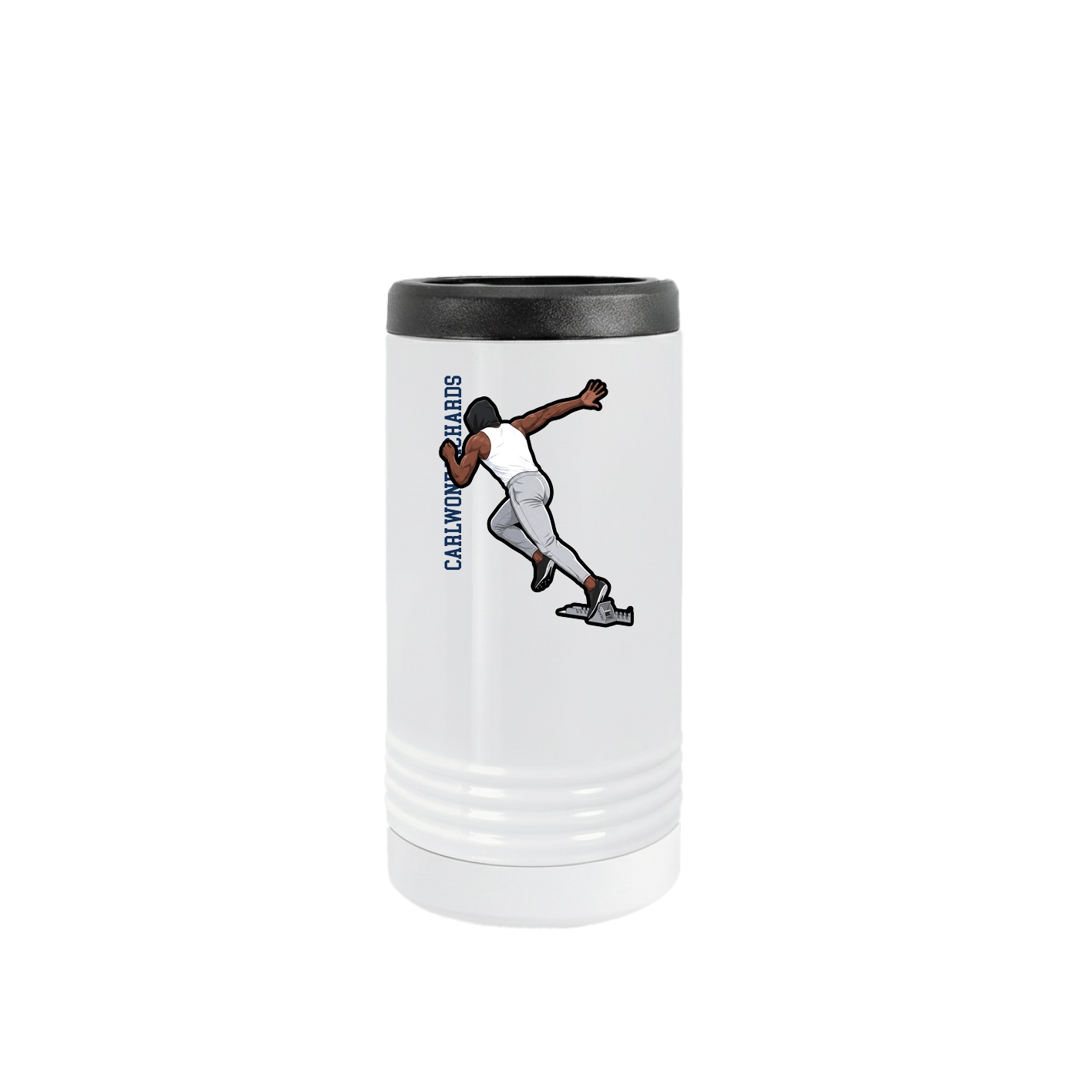 Slim Beverage Holder — Name Vertical in White