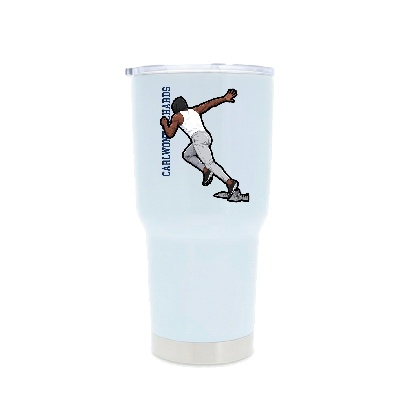 30oz Stainless Steel Tumbler — Name Vertical in White