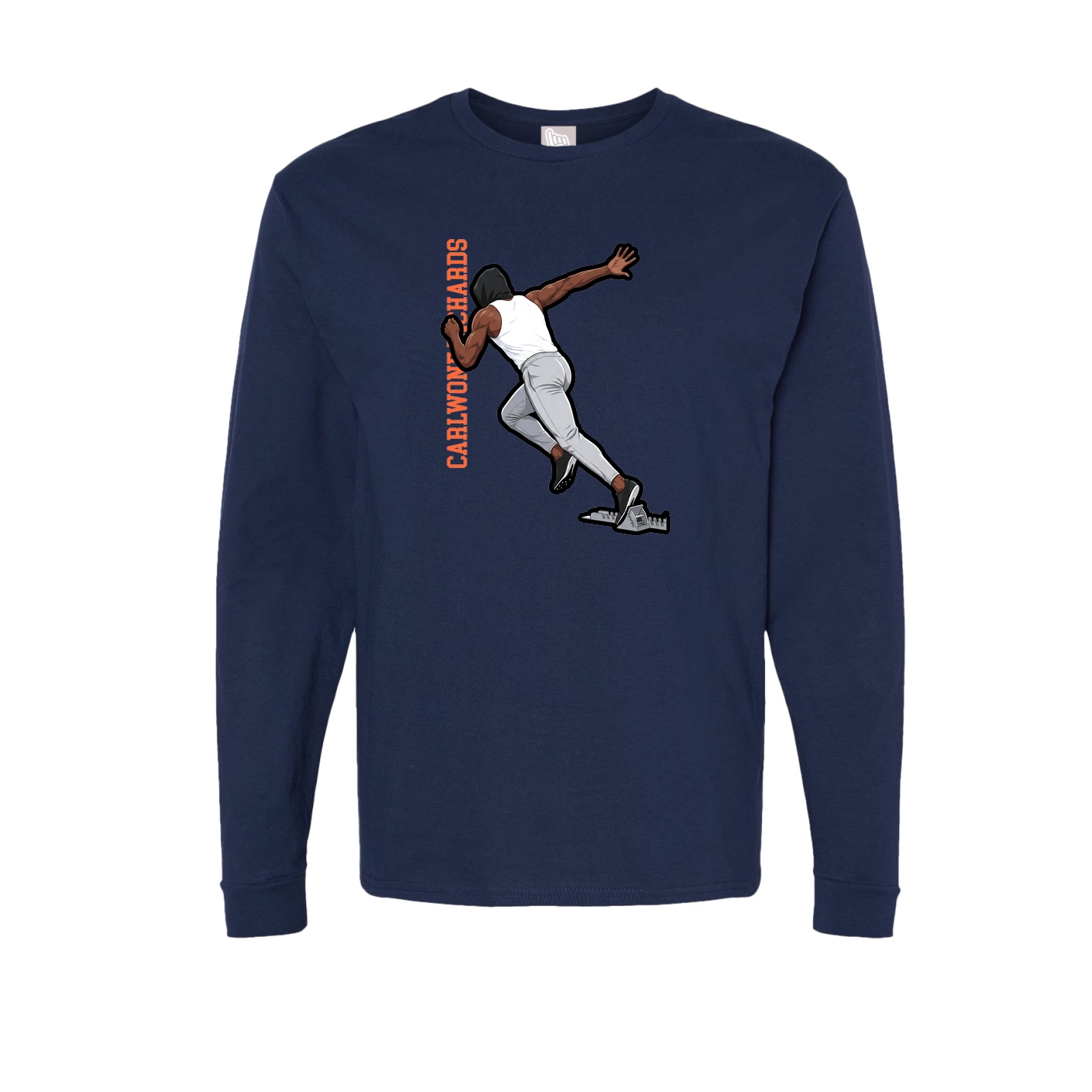 Long Sleeve Tee — Name Vertical in Navy