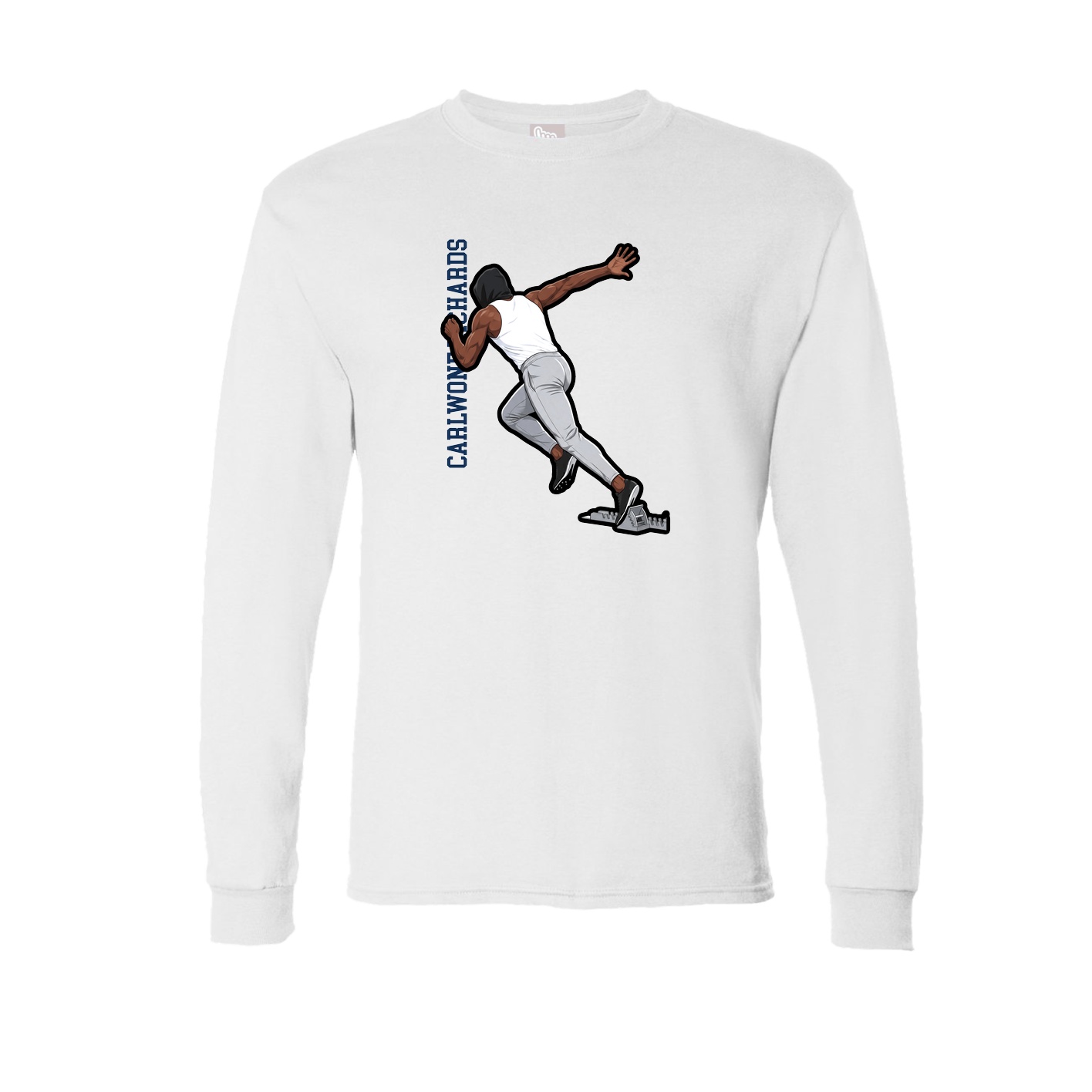 Long Sleeve Tee — Name Vertical in White