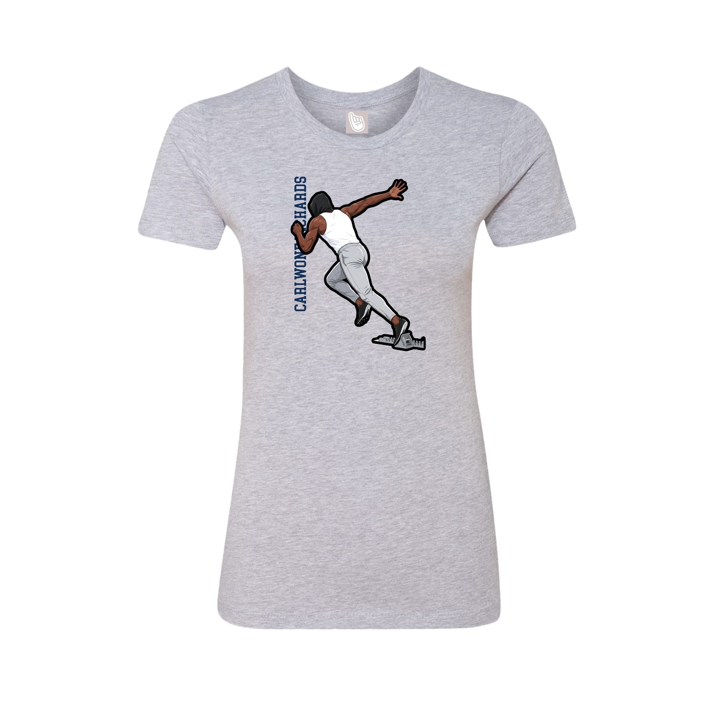 Fitted Women's Tee — Name Vertical in Grey